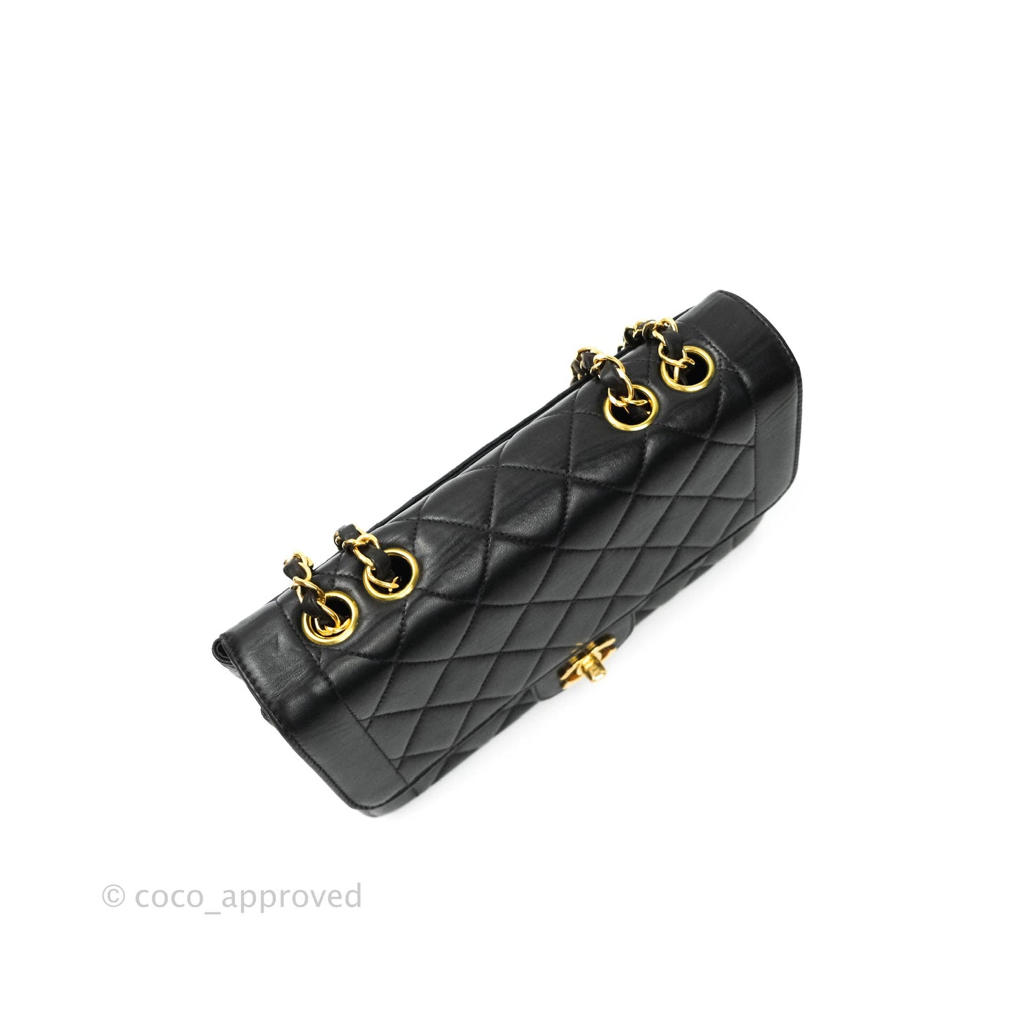 Chanel Vintage Small Flap Bag Black Lambskin 24K Gold Hardware