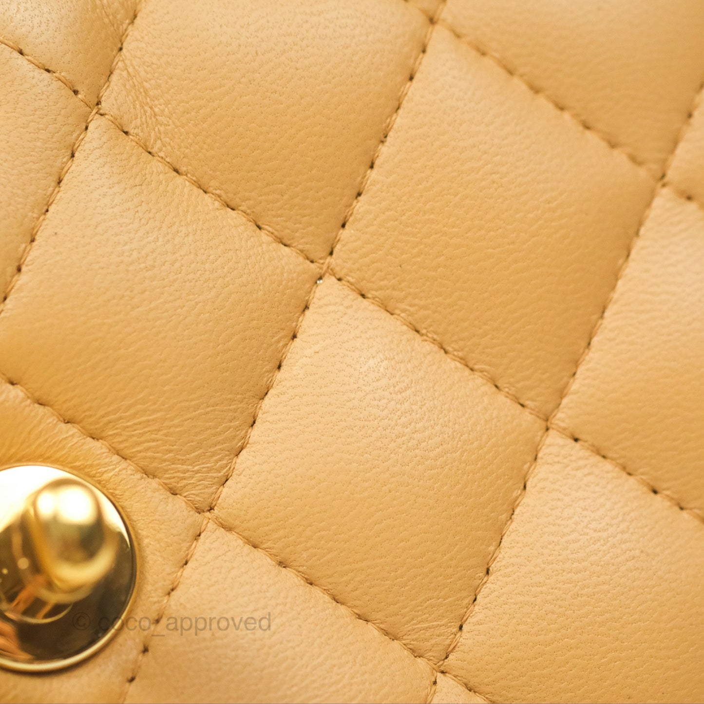 Chanel Vintage Small Classic Flap Beige Lambskin 24K Gold Hardware