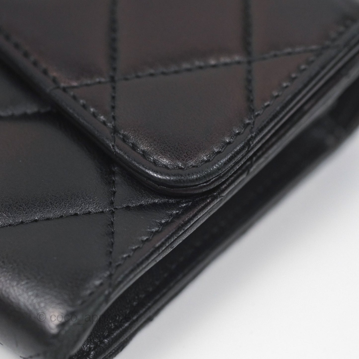 Chanel Quilted Classic Zip Long Wallet Black Lambskin Silver Hardware