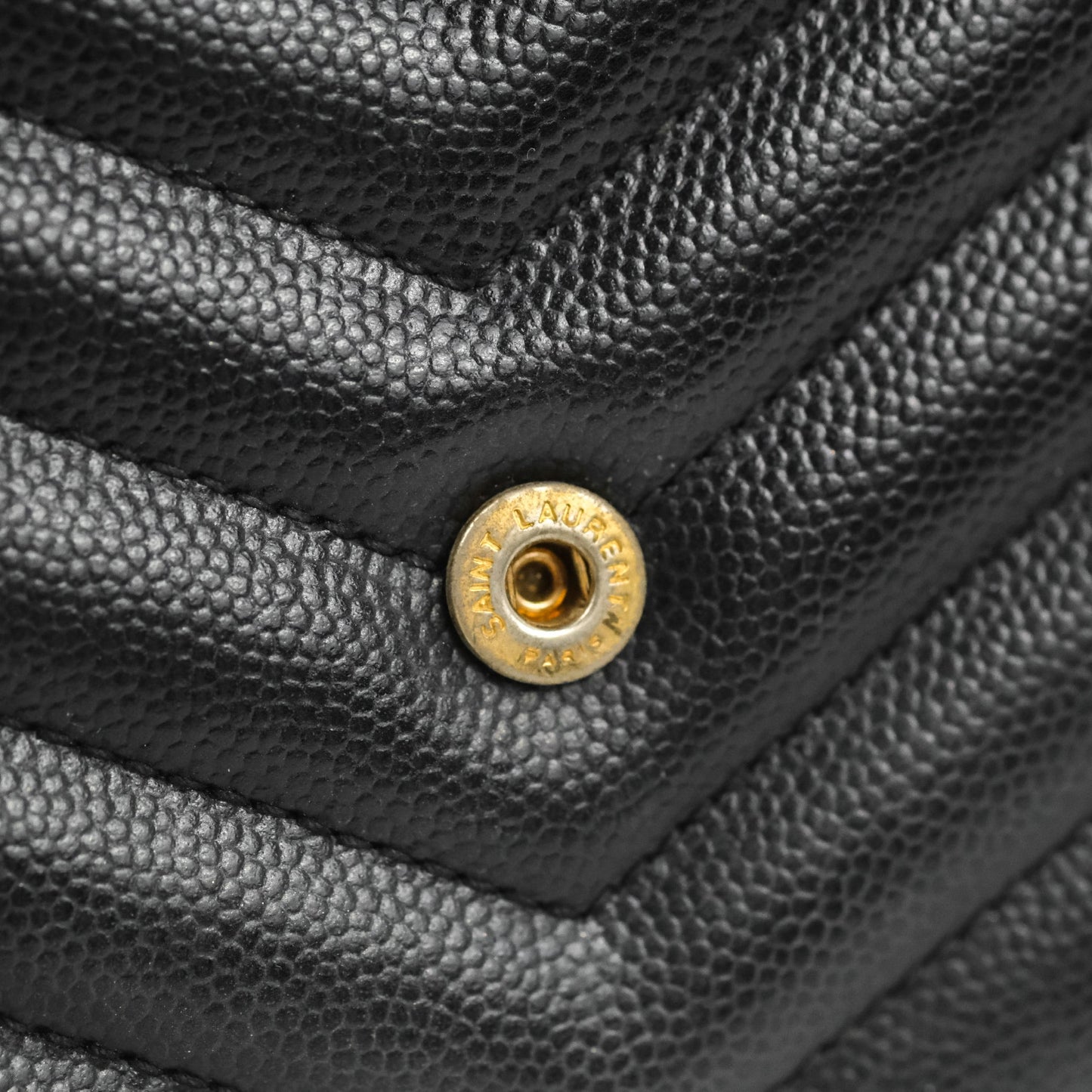 Saint Laurent Wallet on Chain WOC Black Grained Leather Gold Hardware