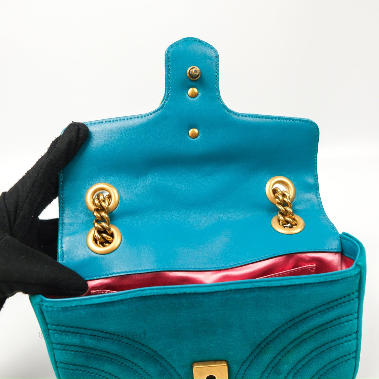Gucci Mini Marmont Velvet Green Gold Hardware