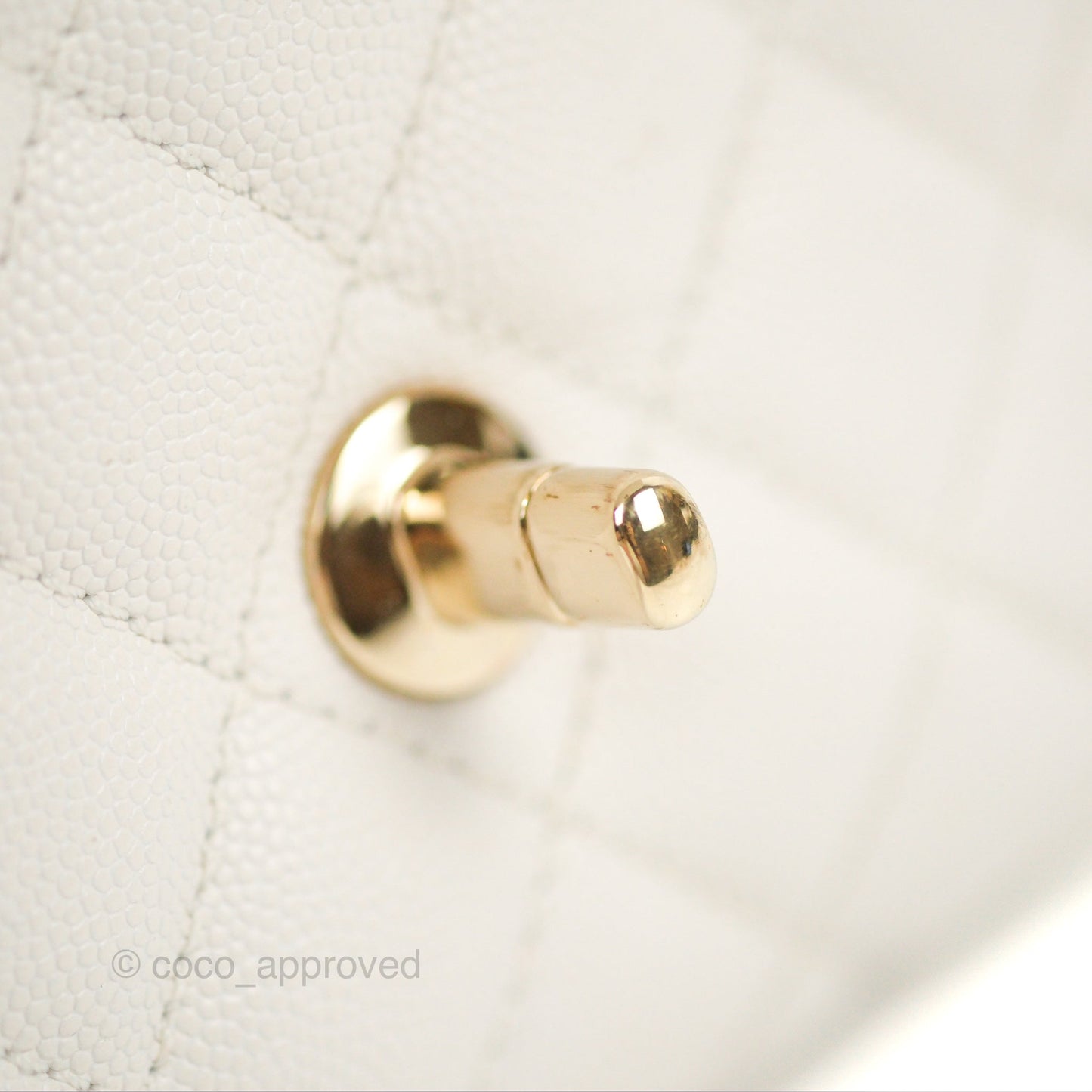 Chanel Mini Coco Handle Quilted Ivory White Caviar Gold Hardware