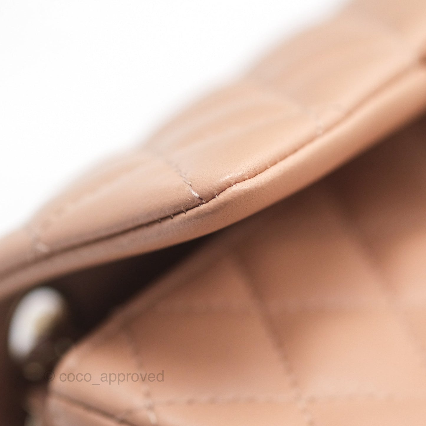 Chanel Quilted Mini Rectangular Flap Beige Lambskin Gold Hardware