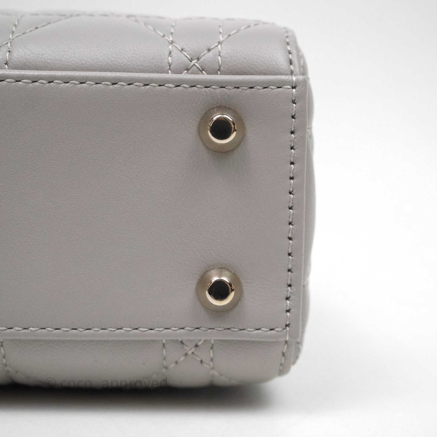 Christian Dior Mini Lady Dior Gray Lambskin Cannage Diamonds Gold Hardware