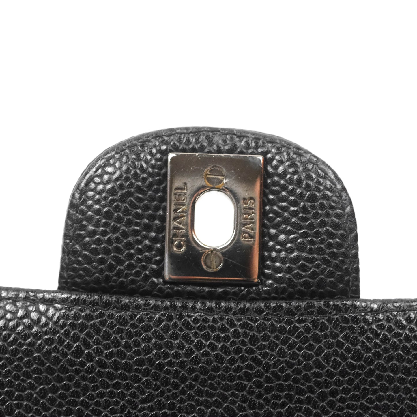 Chanel East West Flap Bag Black Caviar Silver Hardware