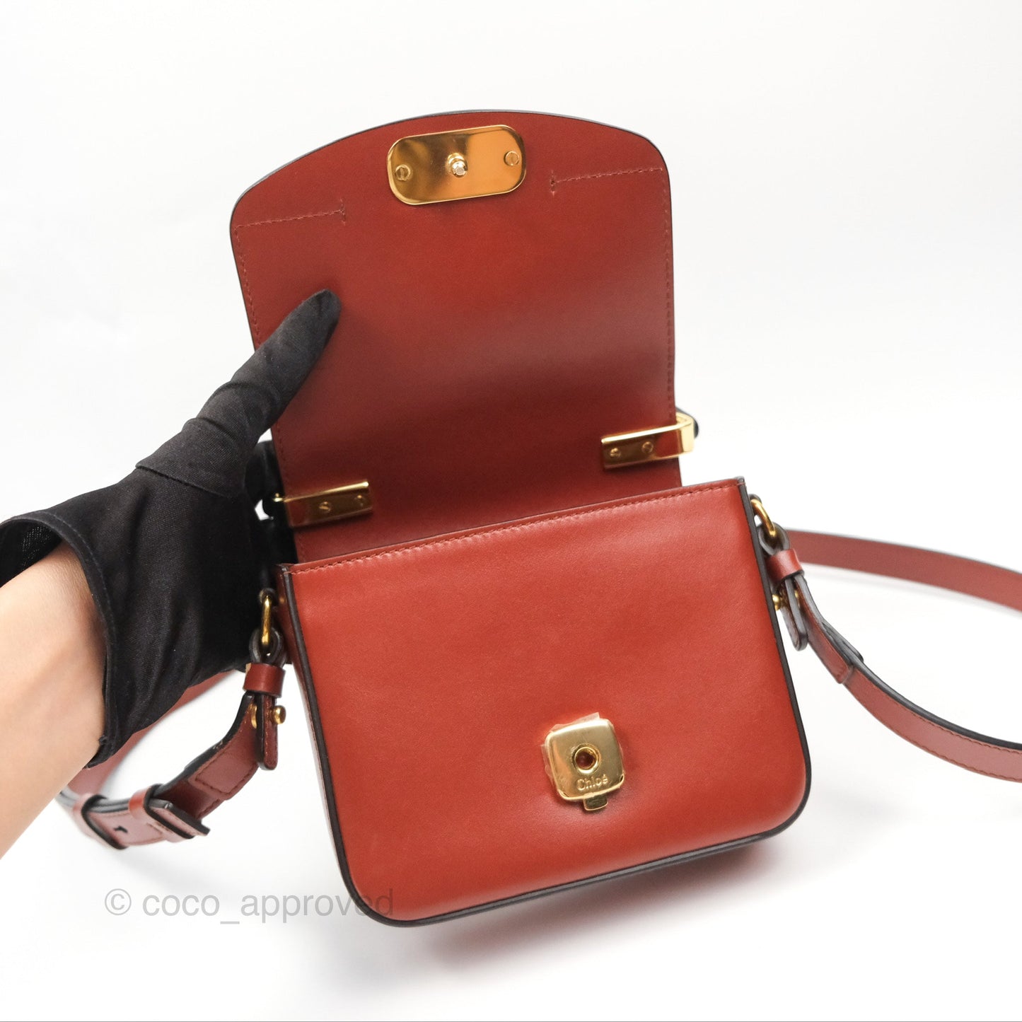Chloé Mini C Bag Sepia Brown Shiny/Suede Calfskin