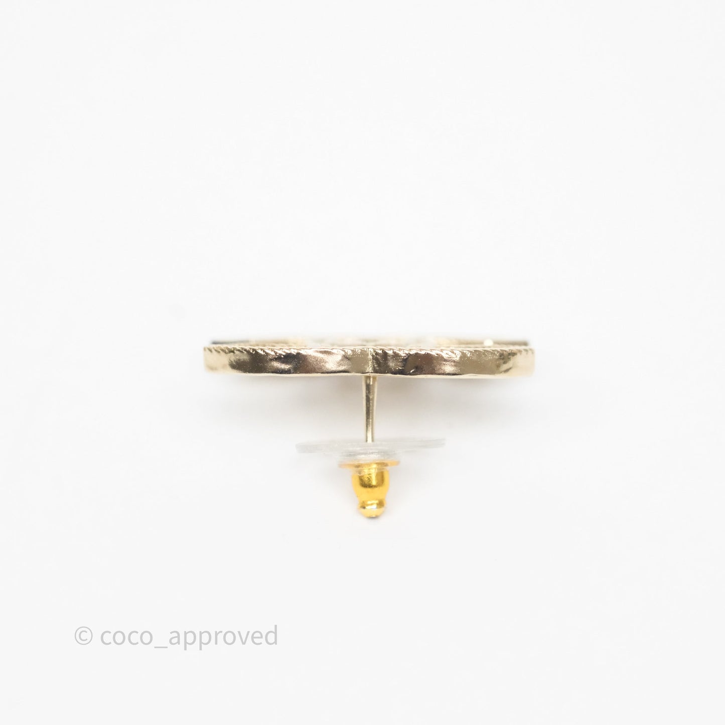 Chanel CC Crystals Pearl Earrings Gold Tone 19S