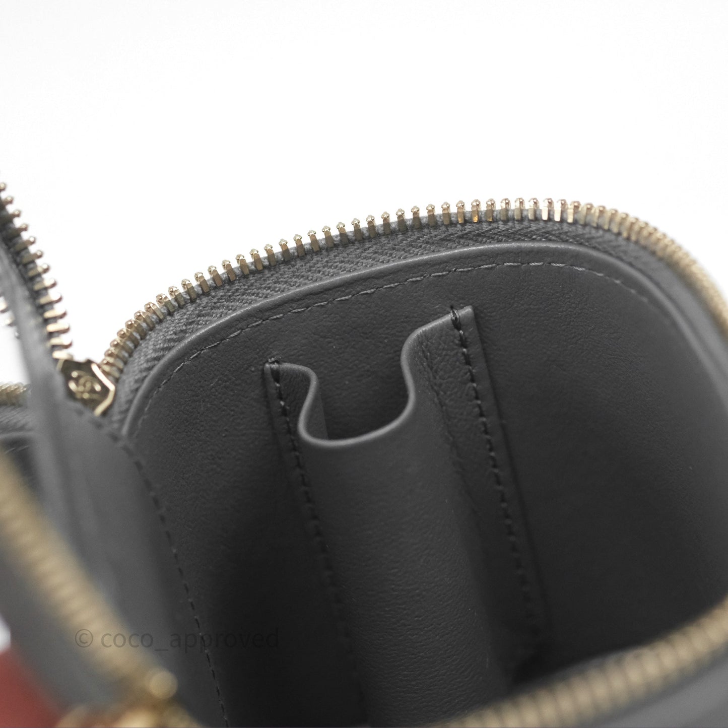 Chanel Mini Top Handle Vanity With Chain Grey Lambskin Gold Hardware