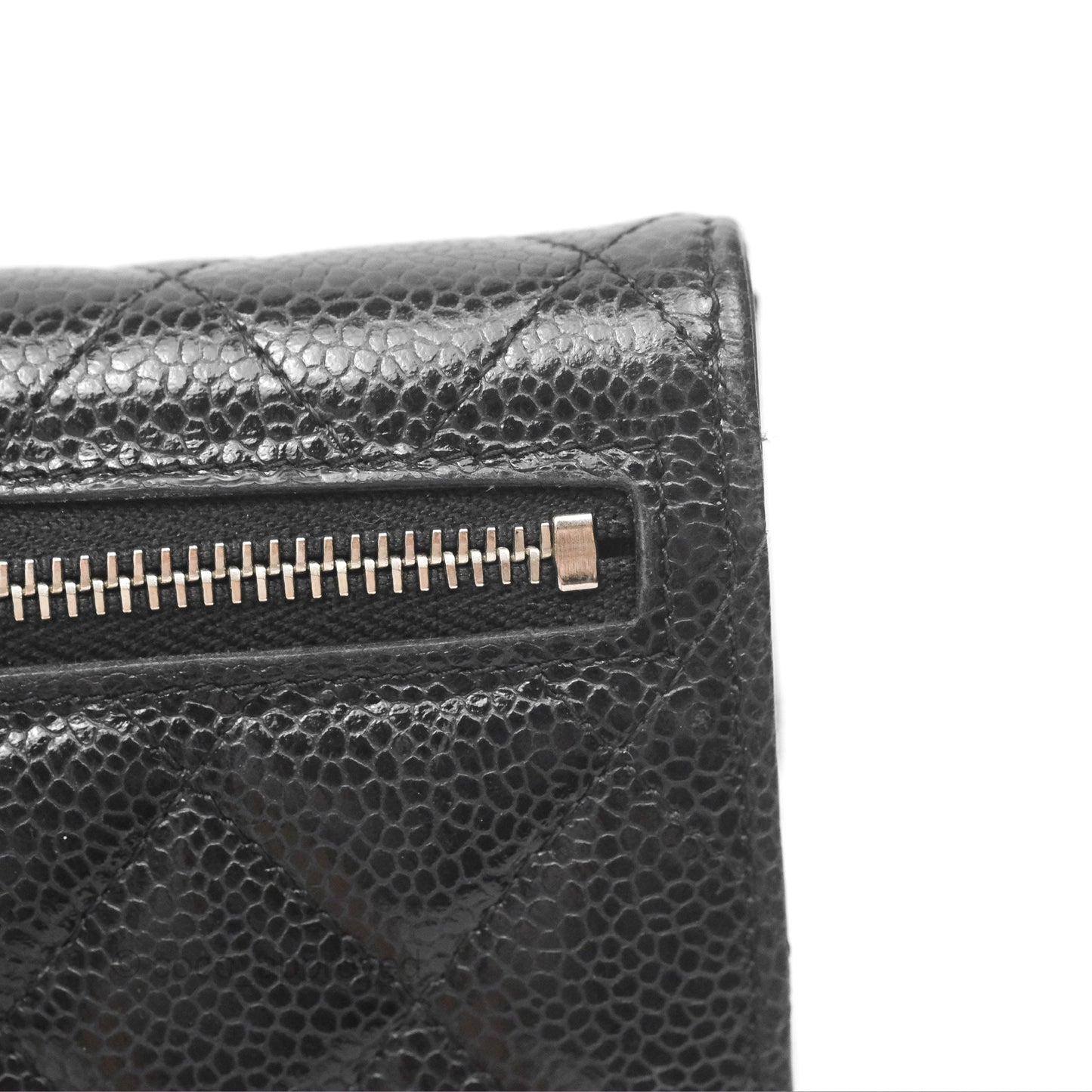Chanel Classic Short Flap Wallet Black Caviar Silver Hardware