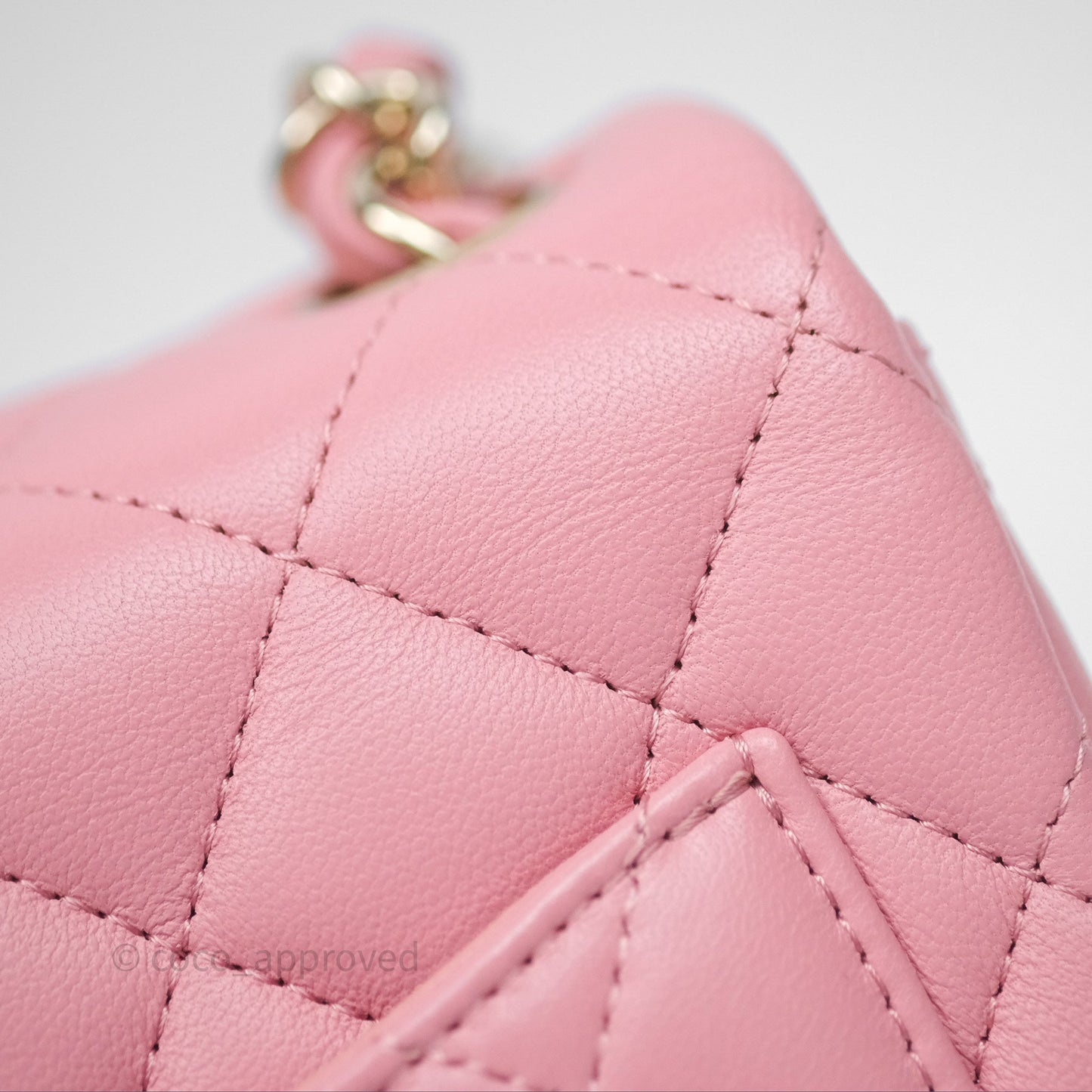 Chanel Mini Square Flap Quilted Pink Lambskin Gold Hardware