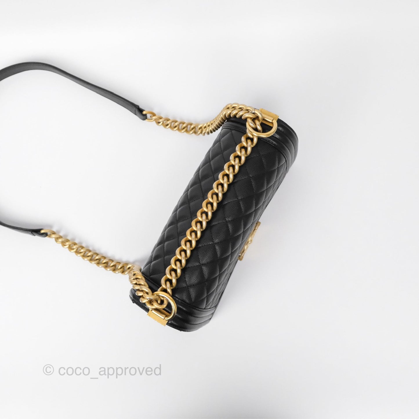 Chanel Medium Boy Quilted Black Caviar Aged Gold Hardware