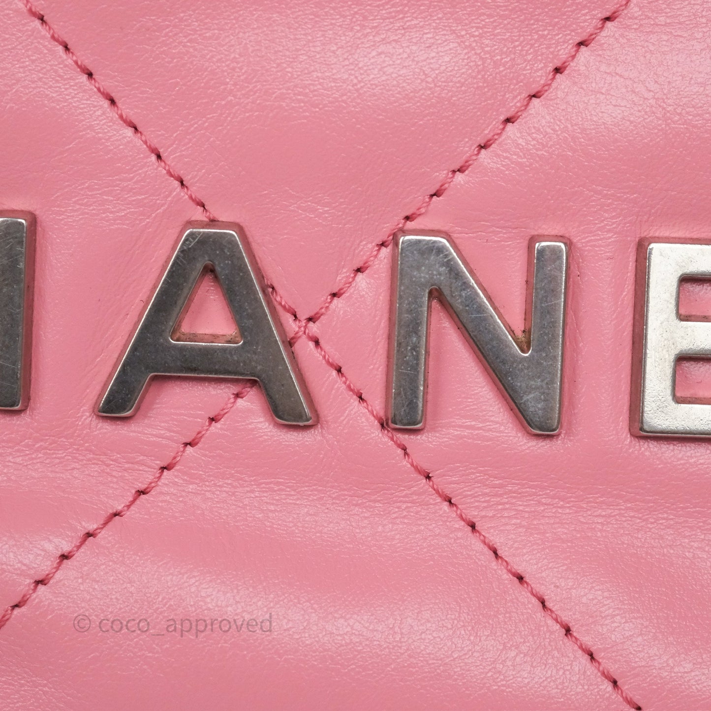 Chanel 22 Mini Bag Pink Shiny Crumpled Calfskin Matte Silver Hardware