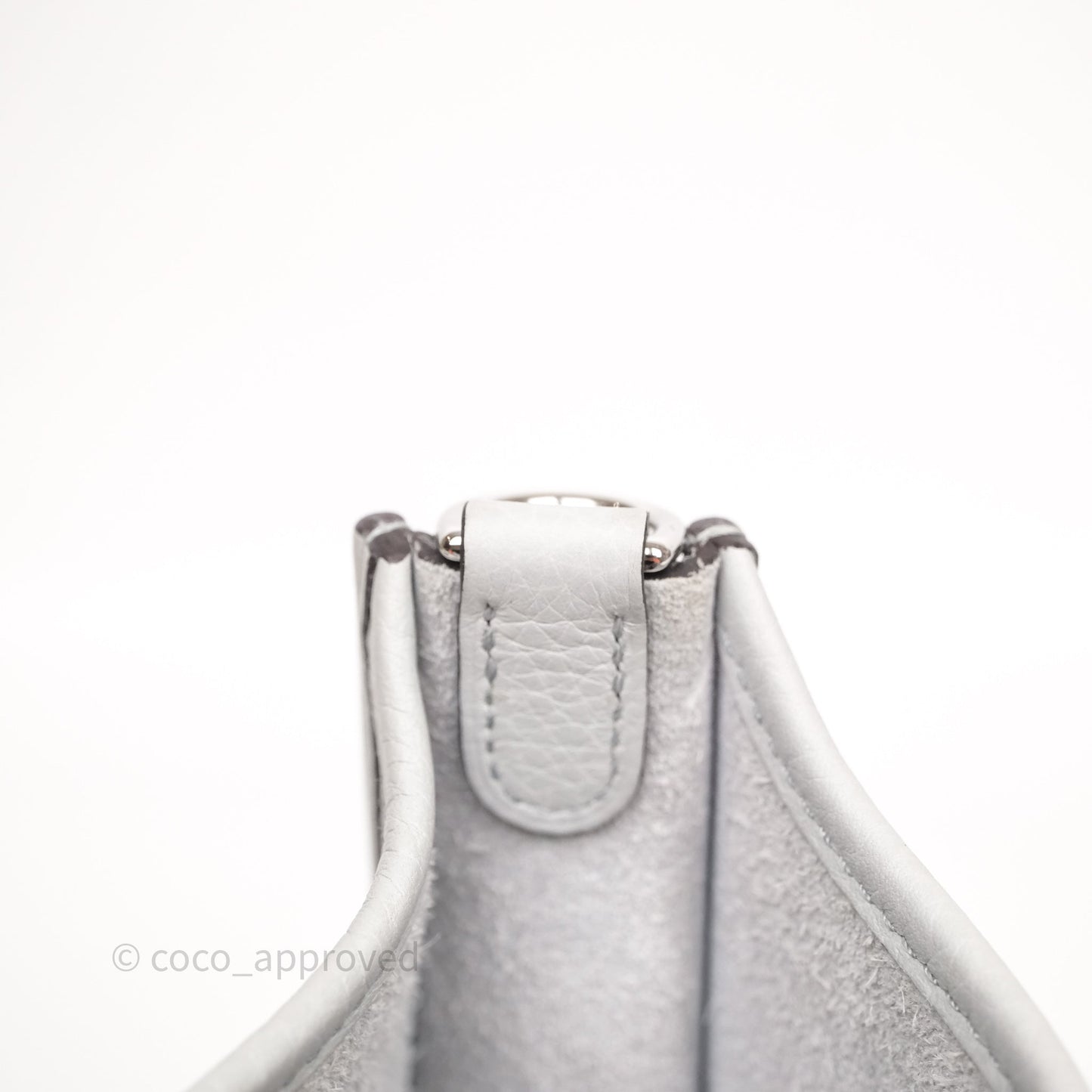 Hermès Mini Evelyne 16 Bleu Pale/Nata 08 Clemence Palladium Hardware