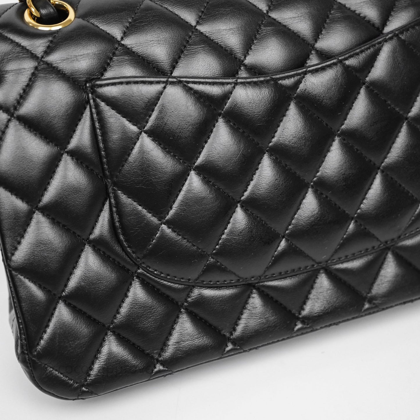 Chanel Classic M/L Medium Flap Quilted Black Lambskin Gold Hardware