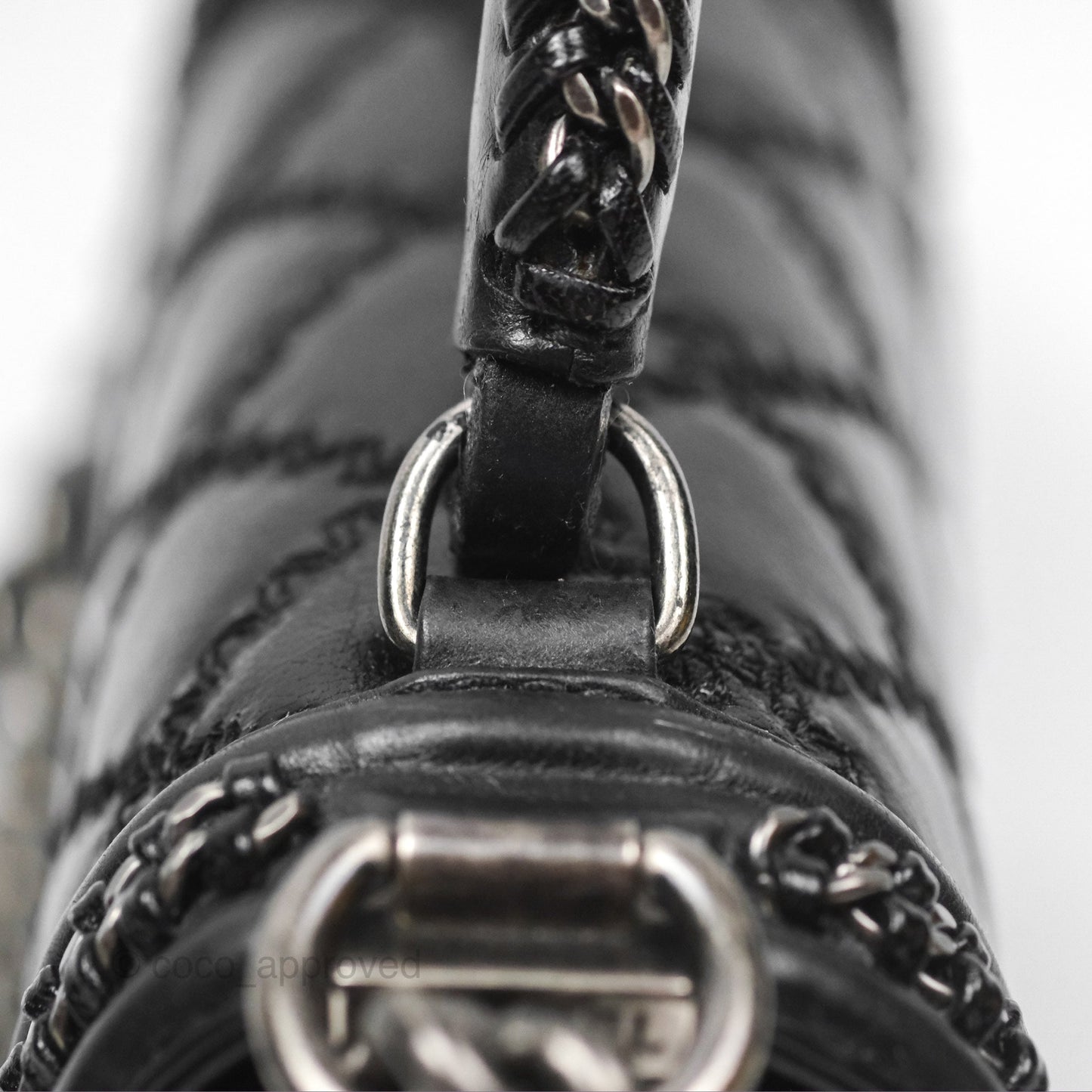 Chanel Small Chain Around Top Handle Boy Black Calfskin Ruthenium Hardware