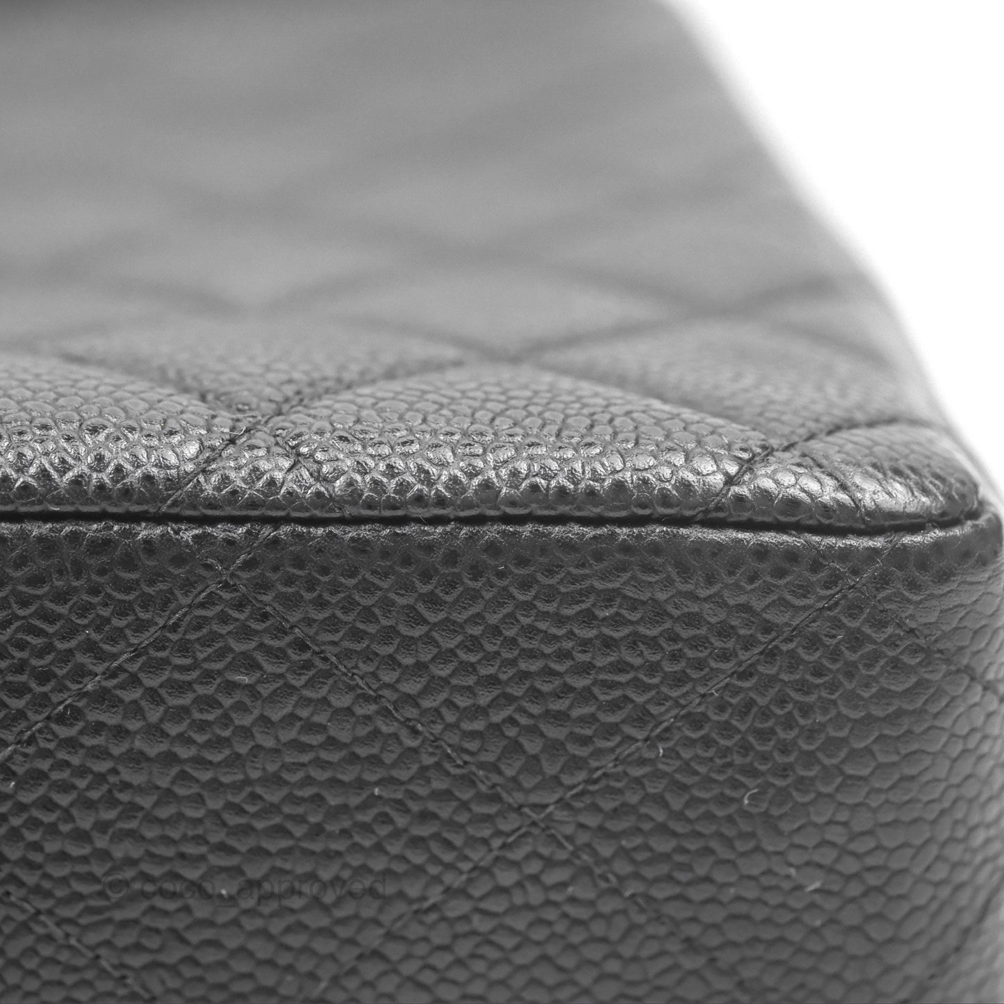 Chanel Classic Vintage Jumbo Single Flap Black Caviar Silver Hardware