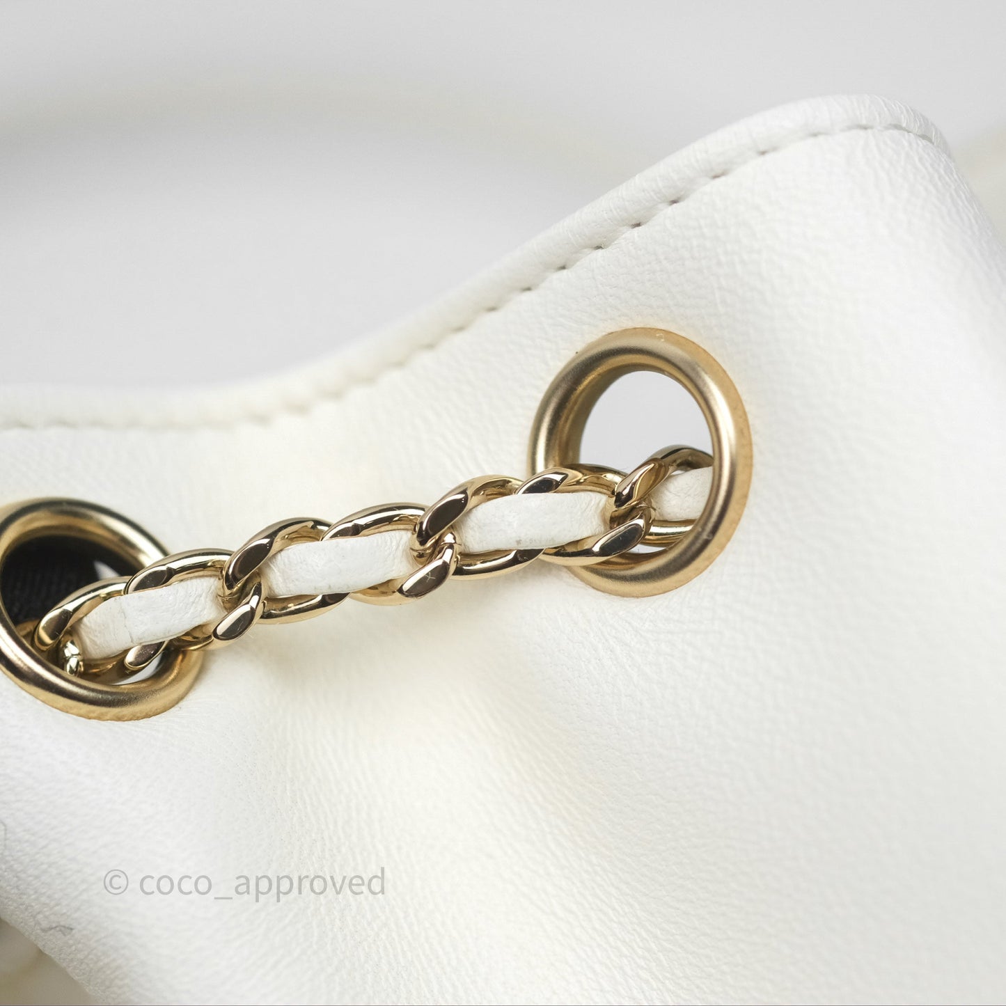 Chanel Quilted Small Duma Drawstring Backpack White Calfskin Gold Hardware