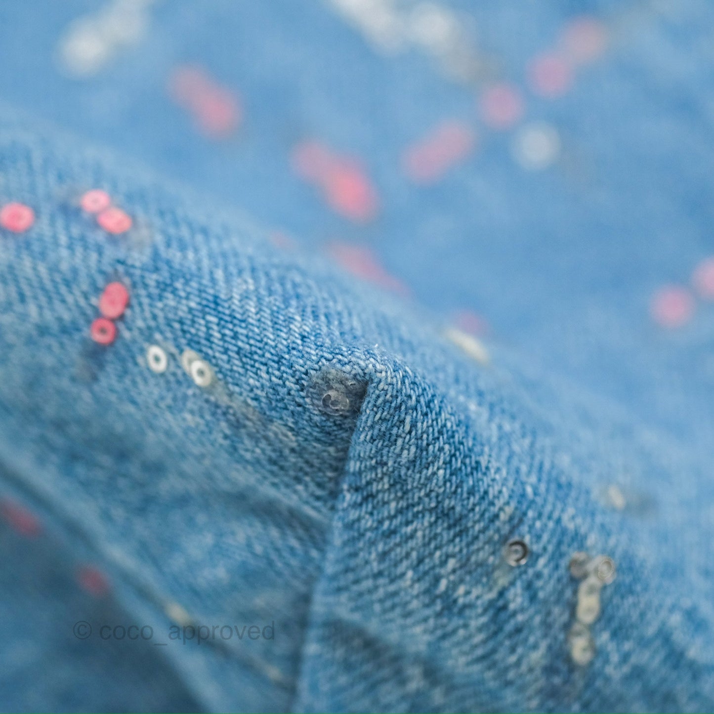 Chanel 22 Medium Denim Sequins Aged Silver Hardware