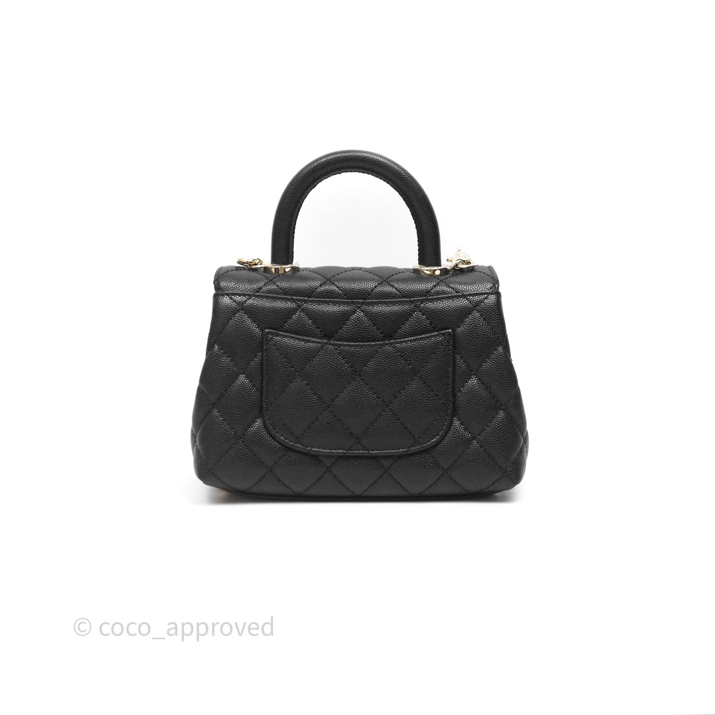 Chanel Mini Coco Handle Quilted Black Caviar Gold Hardware