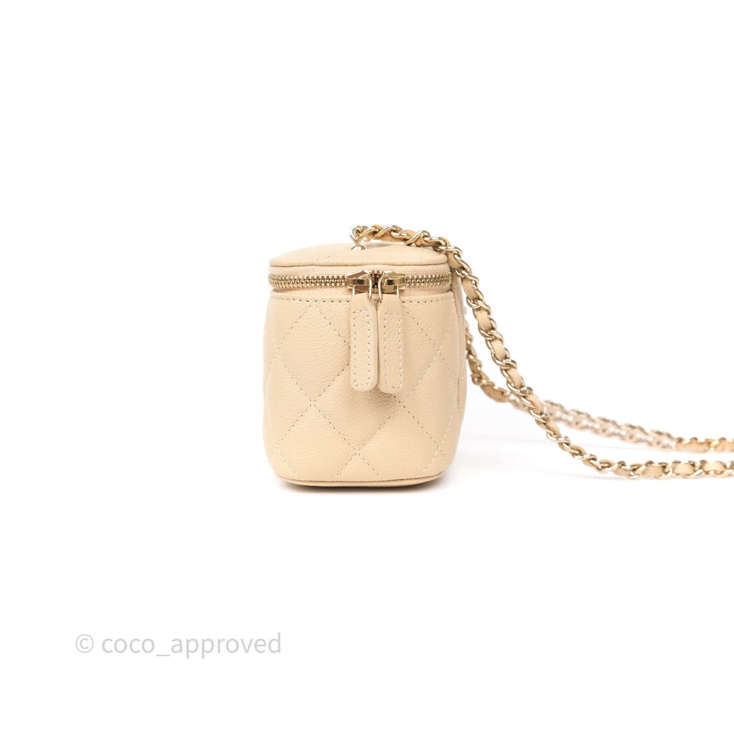 Chanel Mini Vanity With CC Chain Beige Caviar Gold Hardware