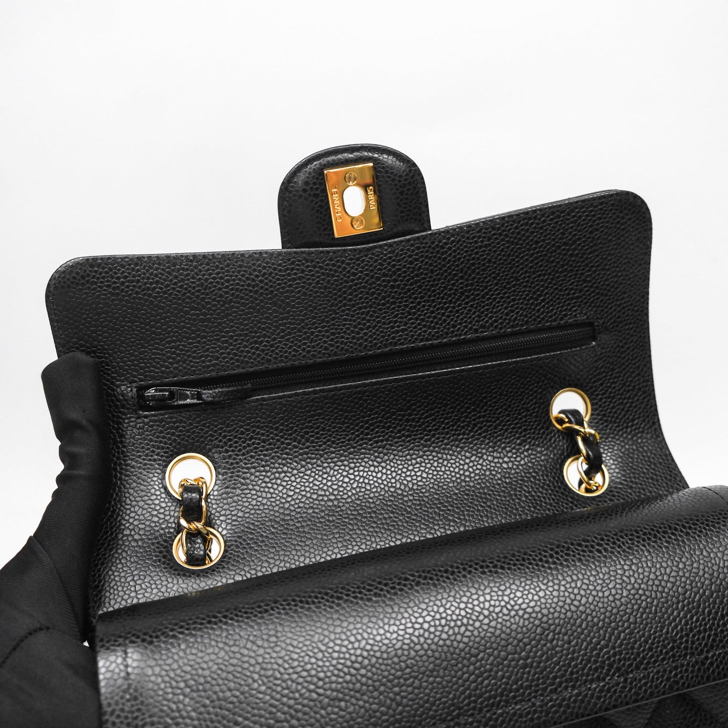 Chanel Small Classic Flap Quilted Black Caviar Gold Hardware