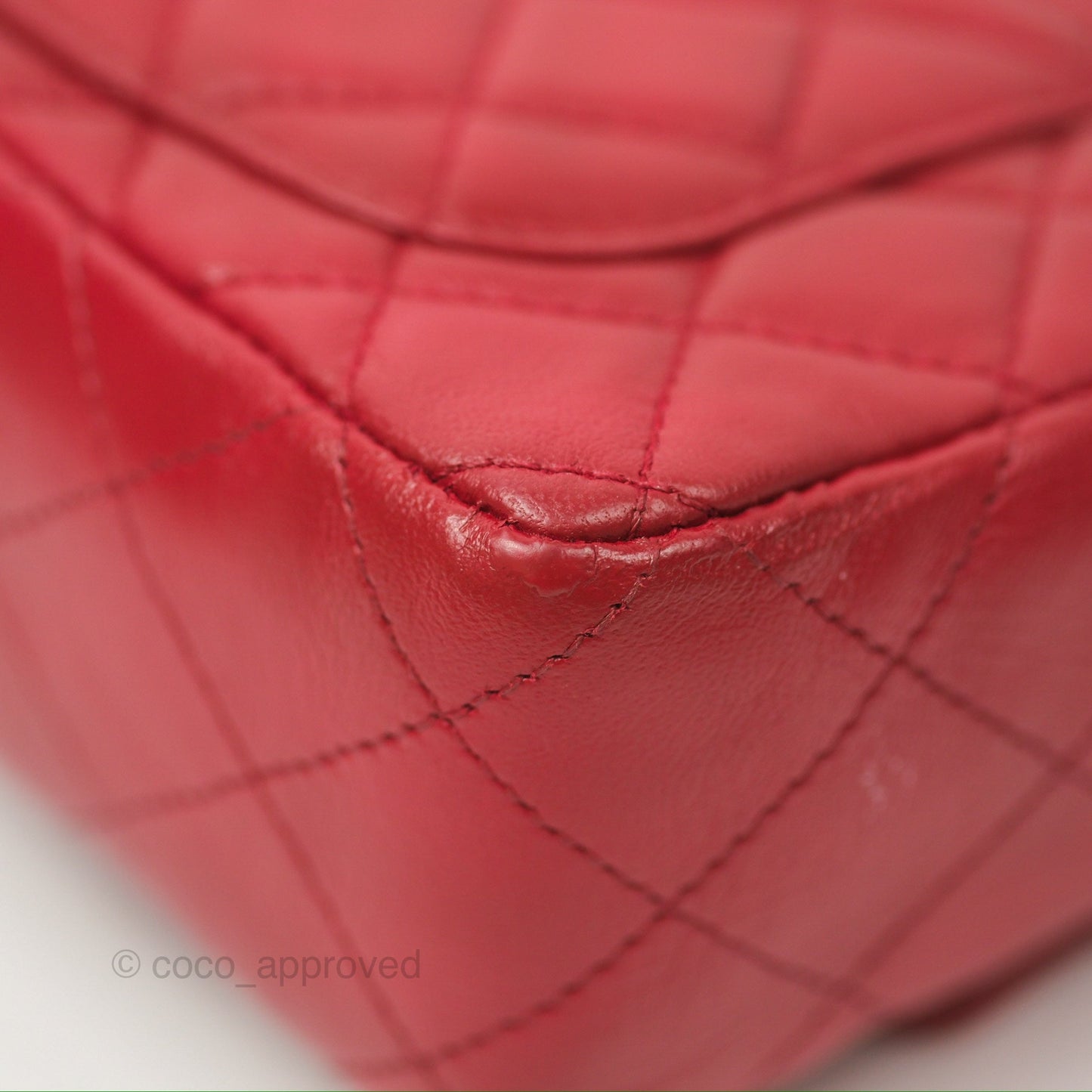 Chanel Quilted Mini Rectangular Flap Red Lambskin Silver Hardware