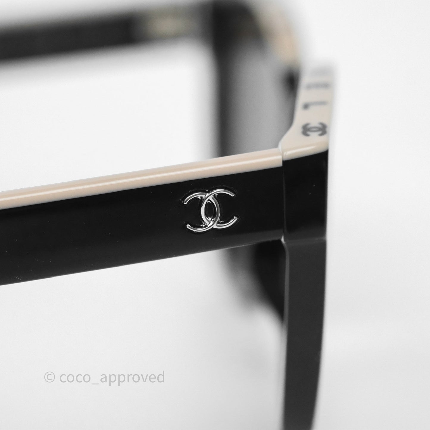 Chanel Logo Butterfly Sunglasses Black Beige Acetate