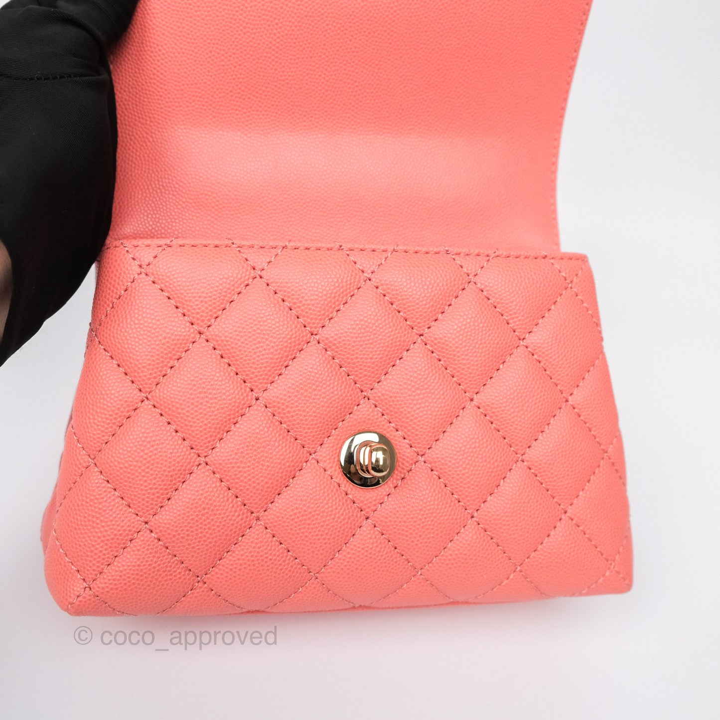 Chanel Mini Coco Handle Quilted Pink Caviar Gold Hardware