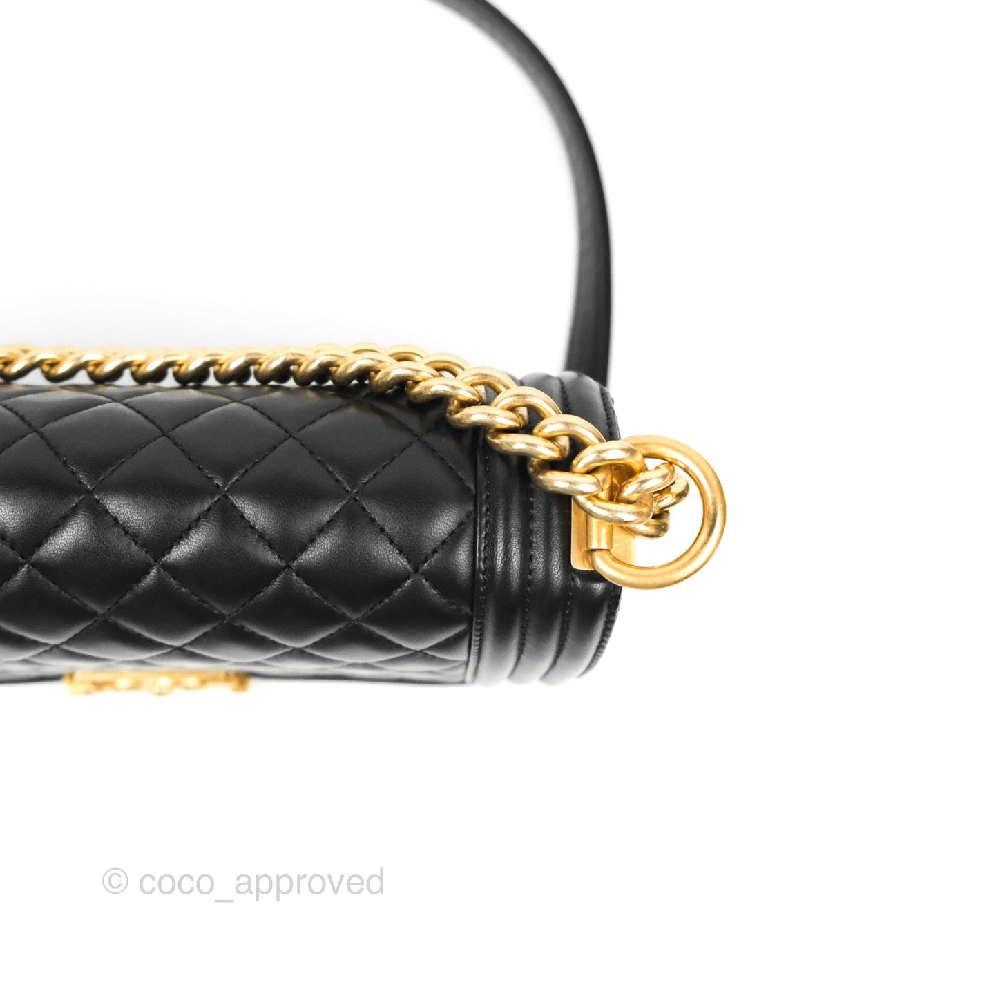 Chanel Quilted Medium Boy Black Lambskin Aged Gold Hardware