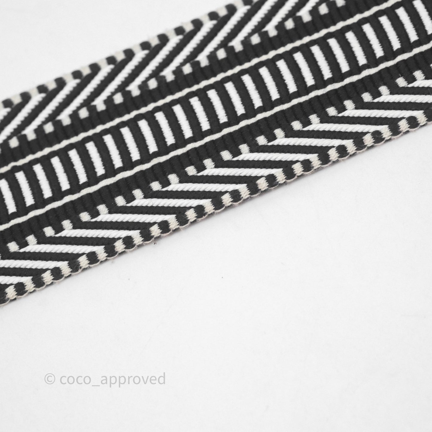 Hermès Sangle Cavale 50 mm Bag Strap Black/ White Gold Hardware