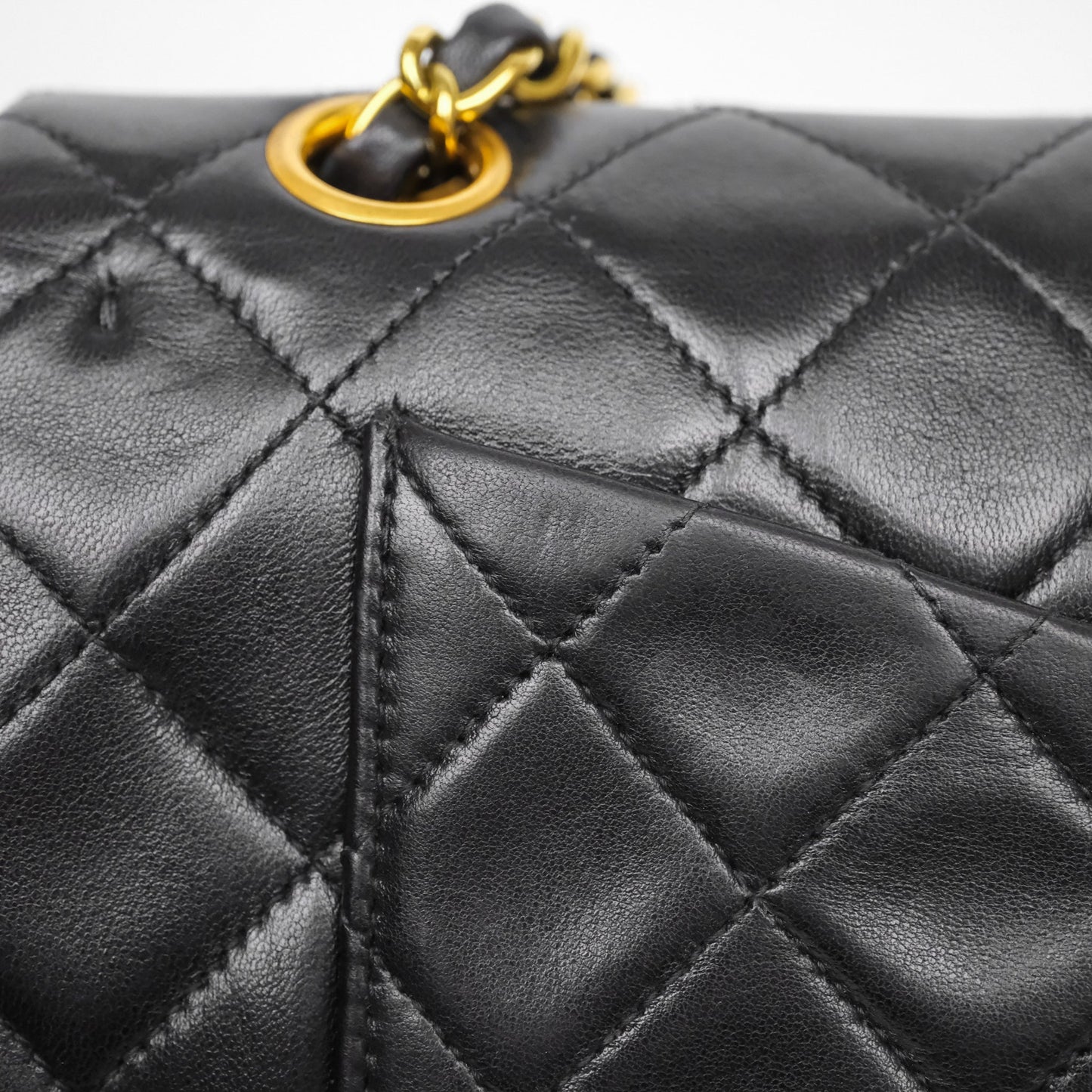 Chanel Vintage Small Classic Flap Black Lambskin 24K Gold Hardware