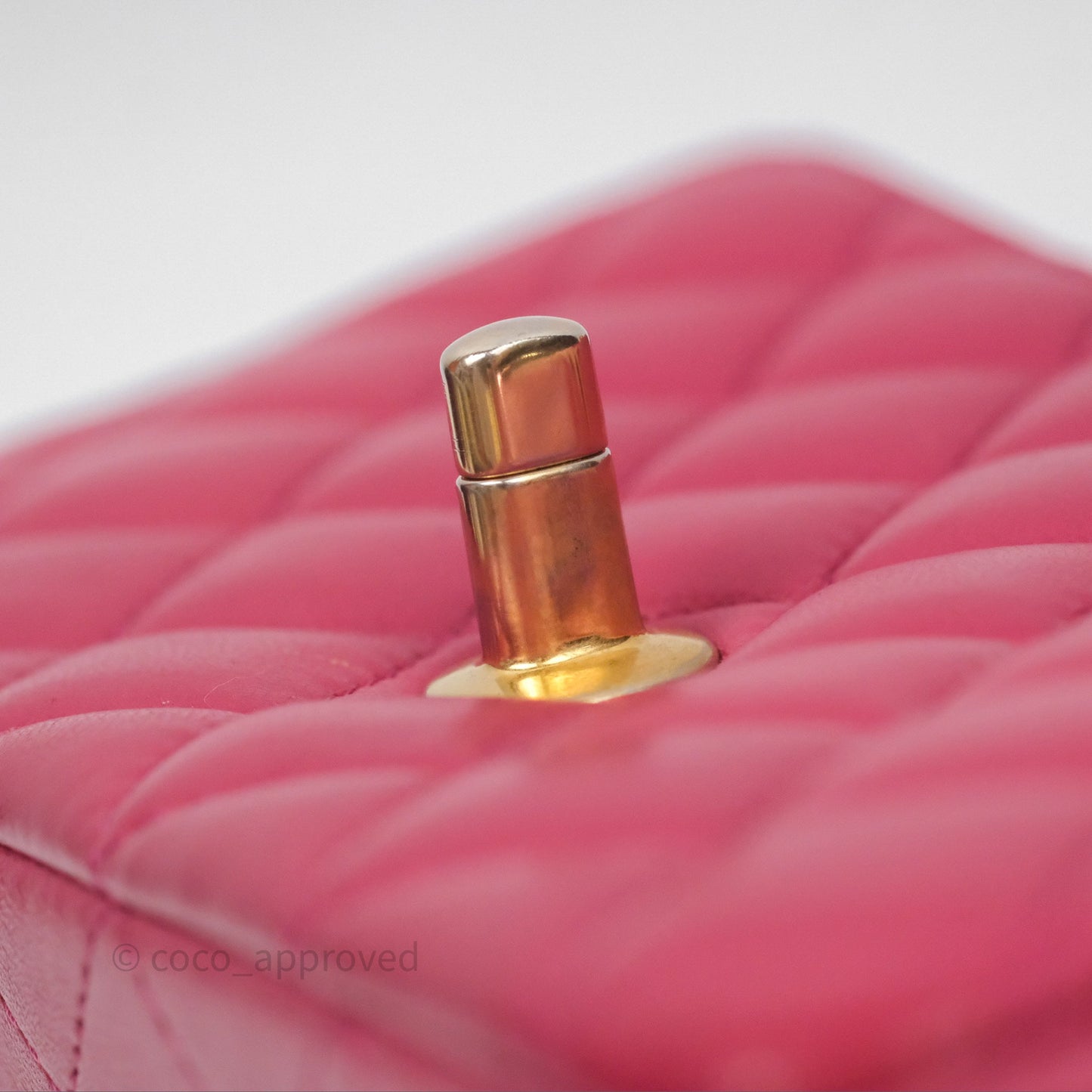 Chanel Top Handle Mini Rectangular Flap Red Lambskin Aged Gold Hardware