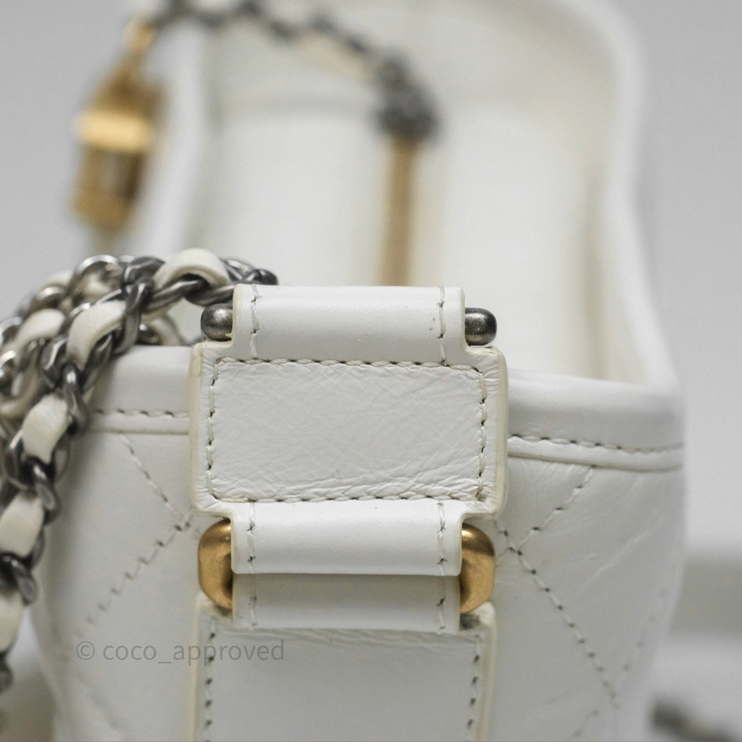 Chanel Small Gabrielle Hobo Quilted White Aged Calfskin