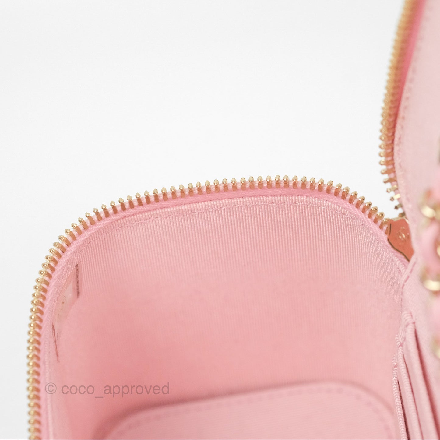 Chanel Vanity with Chain Camellia Embossed Pink Lambskin Gold Hardware