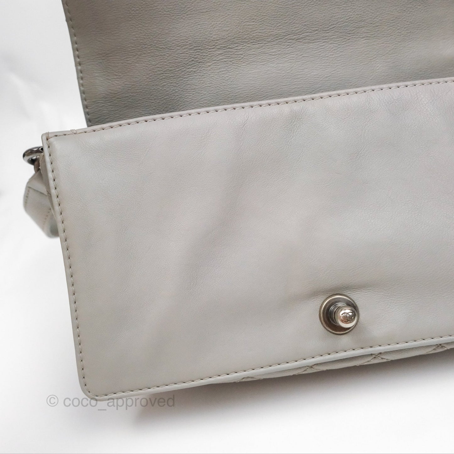 Chanel Medium Boy Reverso Flap Light Grey Calfskin Ruthenium Hardware