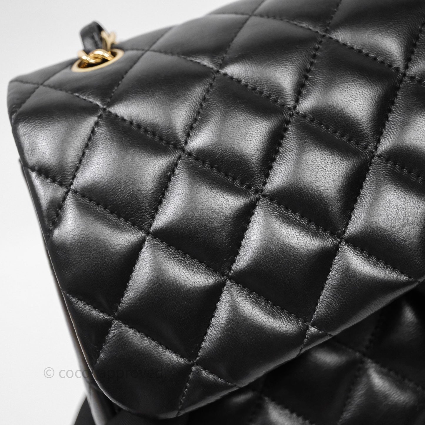 Chanel Classic Jumbo Double Flap Black Lambskin Bag Gold Hardware