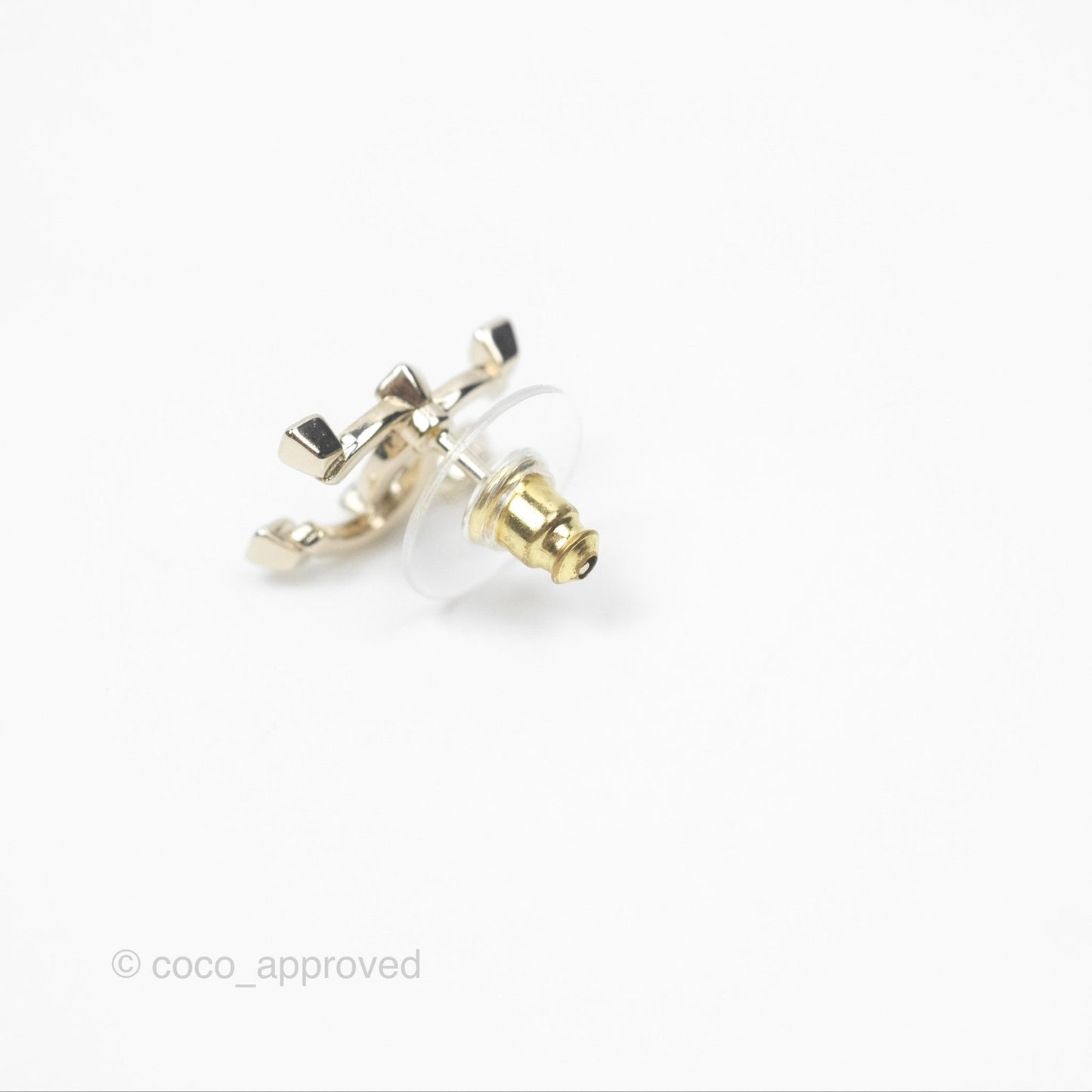 Chanel CC Crystal Earrings Gold Tone 21A