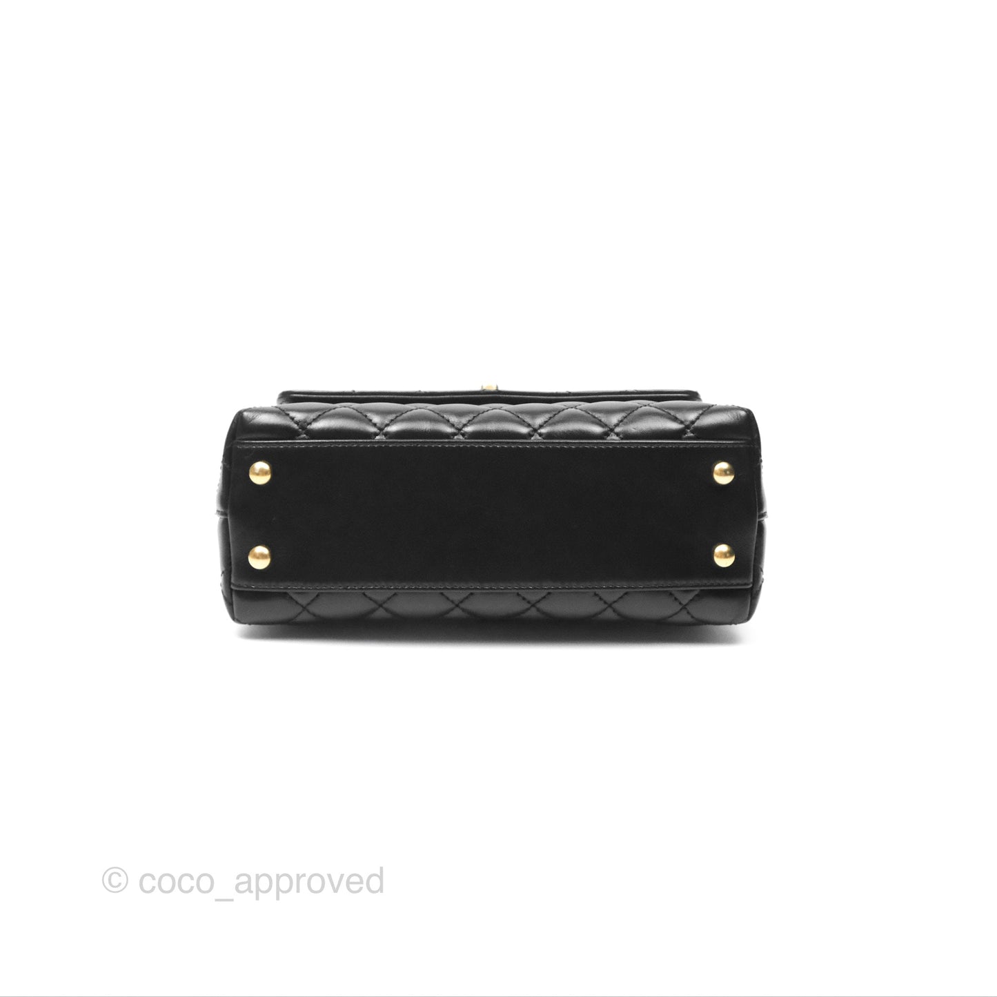Chanel Small Coco Handle Quilted Black Calfskin Aged Gold Hardware