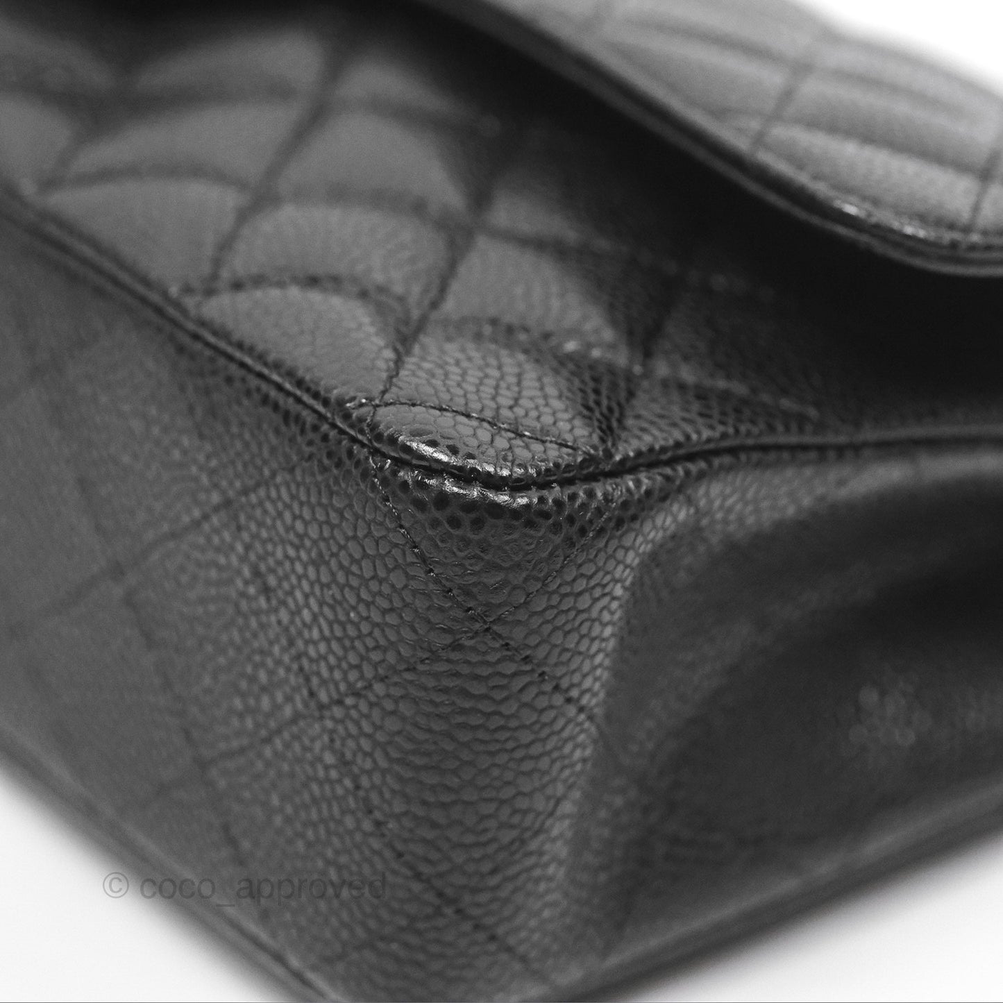 Chanel Classic M/L Medium Flap Quilted Black Caviar Silver Hardware