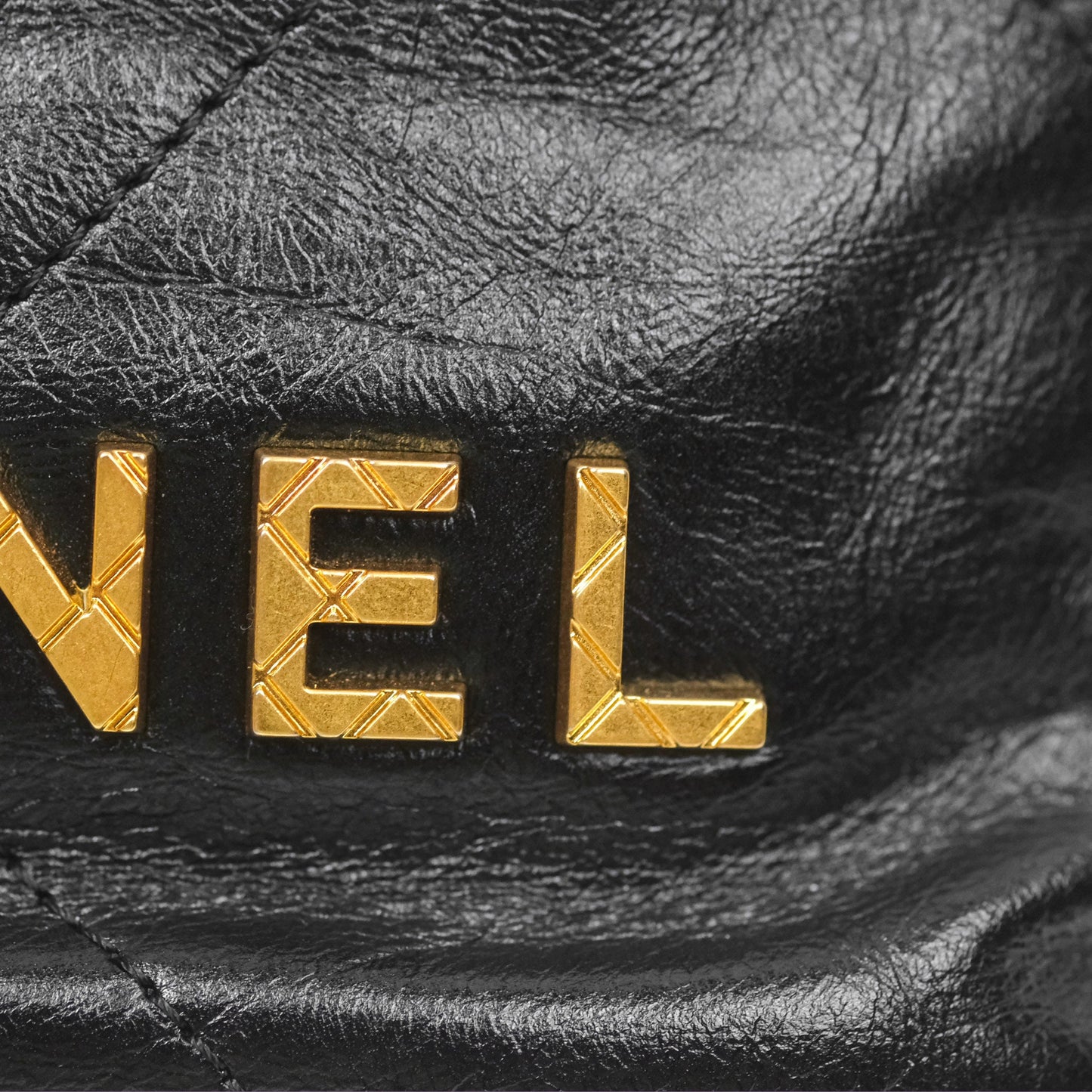 Chanel 22 Mini Bag with Pearl Chain Black Shiny Crumpled Calfskin