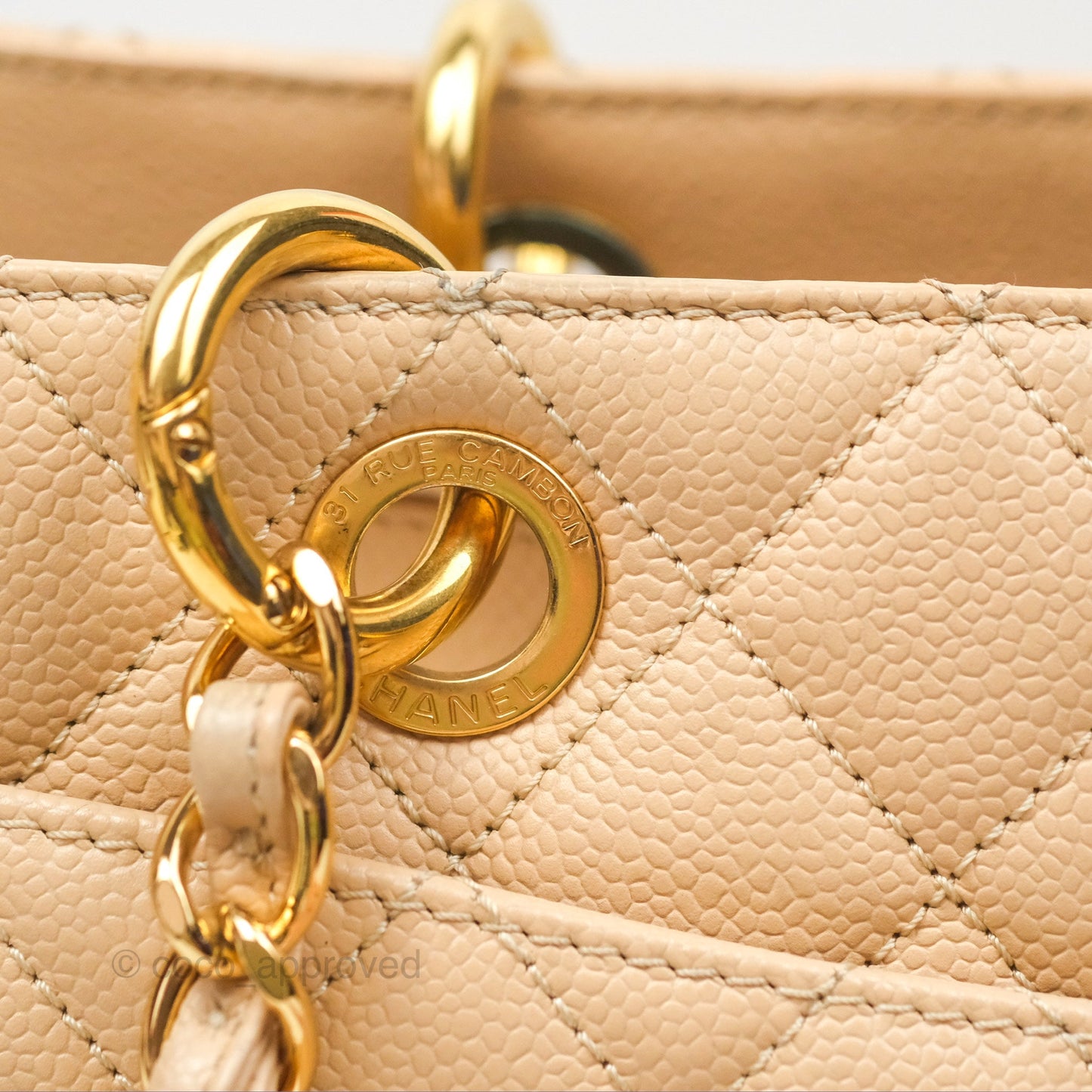 Chanel GST Beige Caviar Gold Hardware