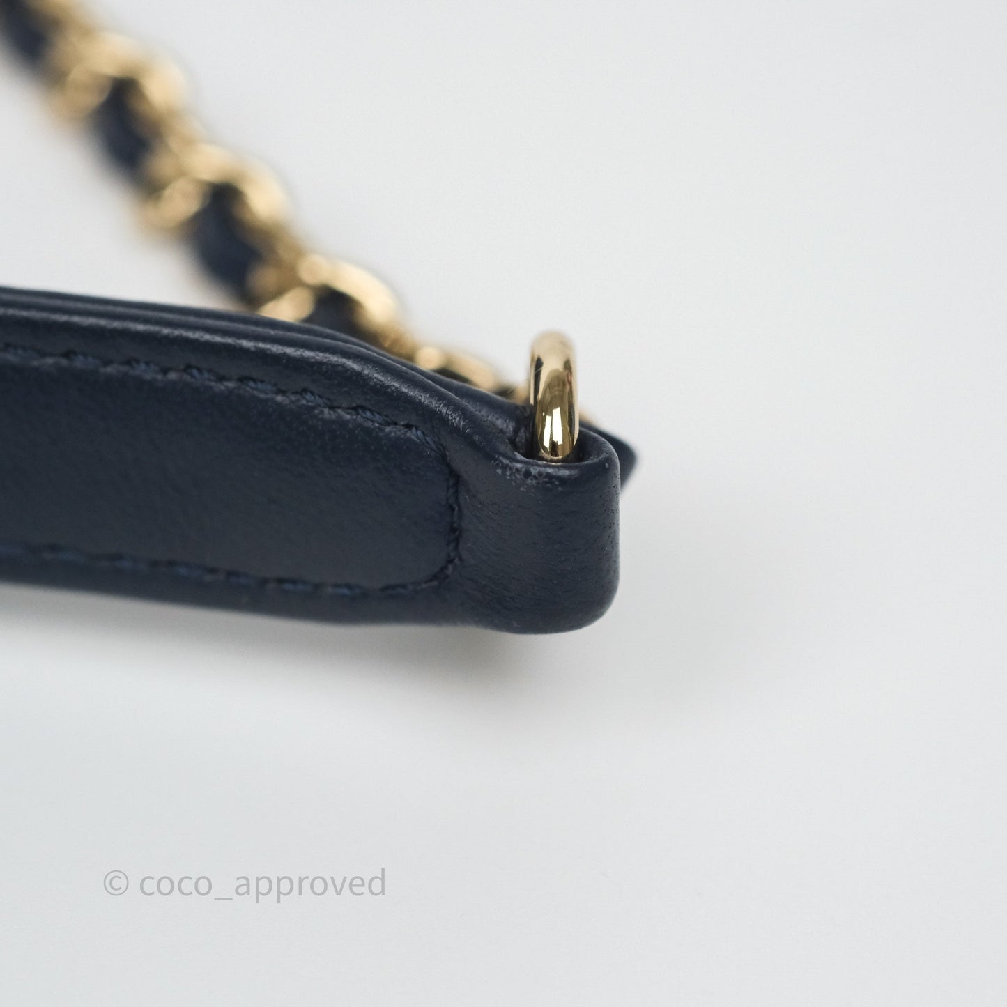 Chanel CC Mania Flap Bag Navy Lambskin Gold Hardware