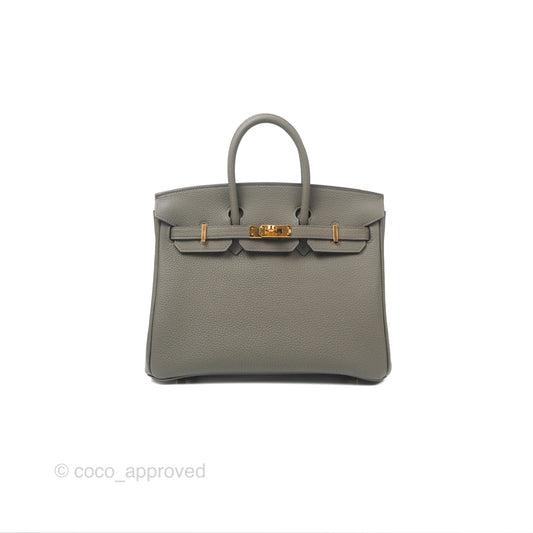 Hermes Birkin 25 Retourne Gris Meyer 0L Togo Gold Hardware