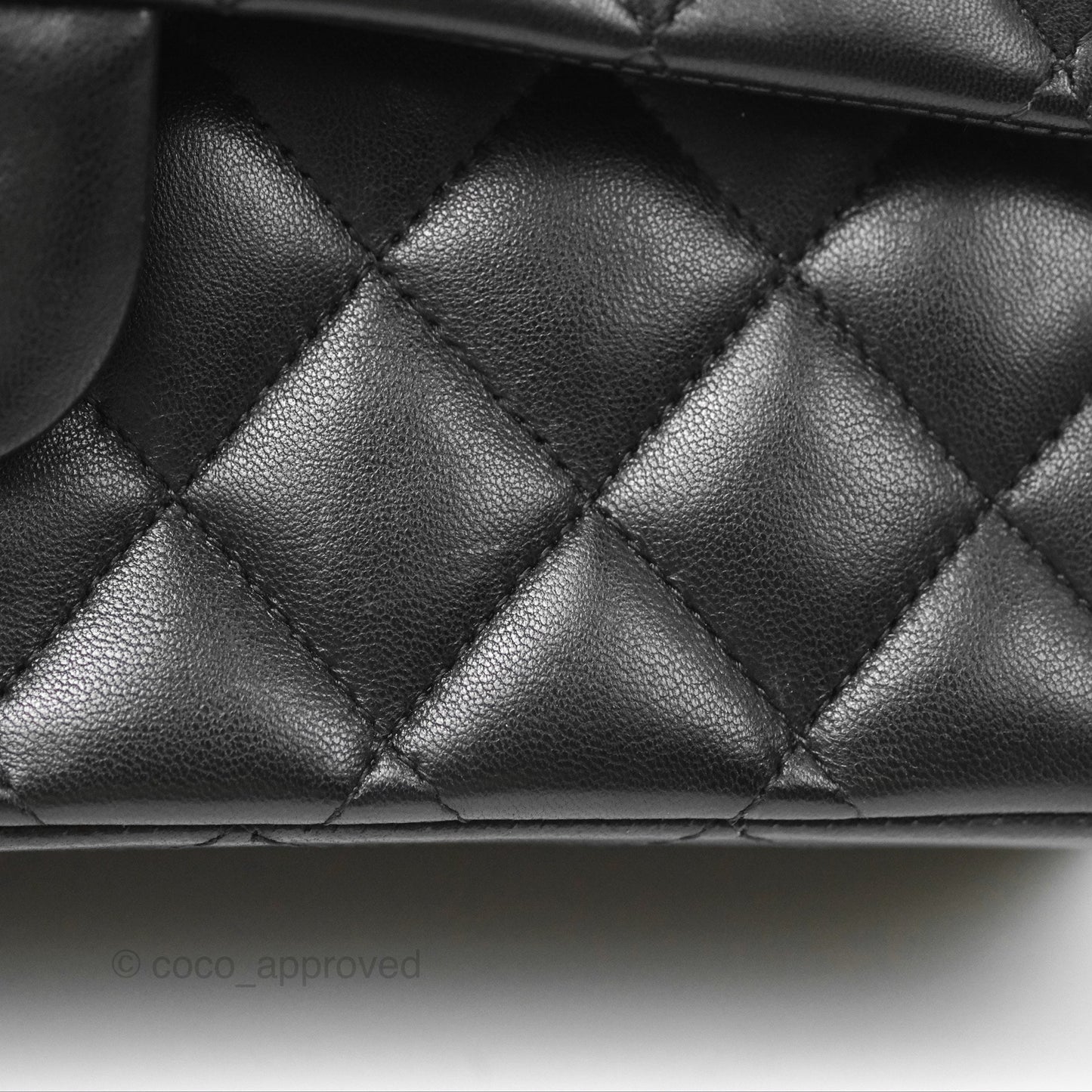 Chanel Classic M/L Medium Flap Quilted Black Lambskin Silver Hardware