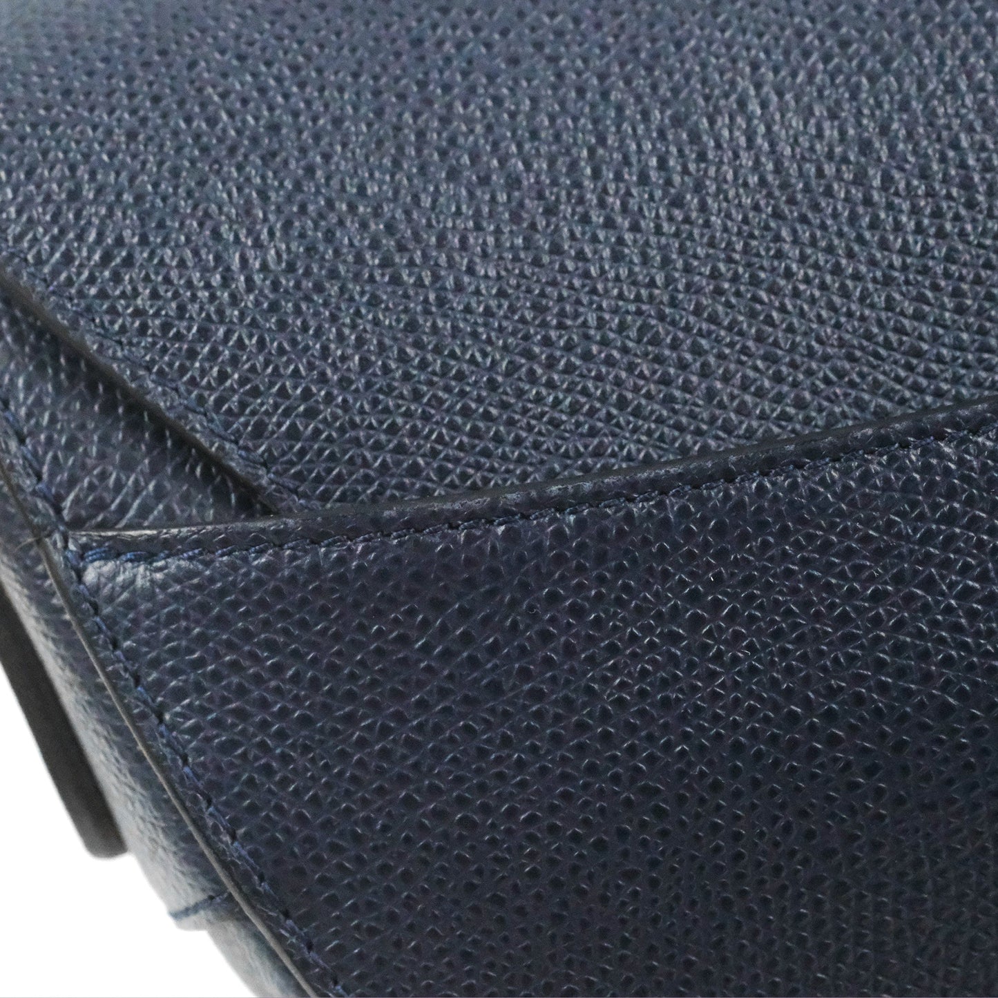 Christian Dior Saddle Bag Navy Grained Calfskin Gold Hardware