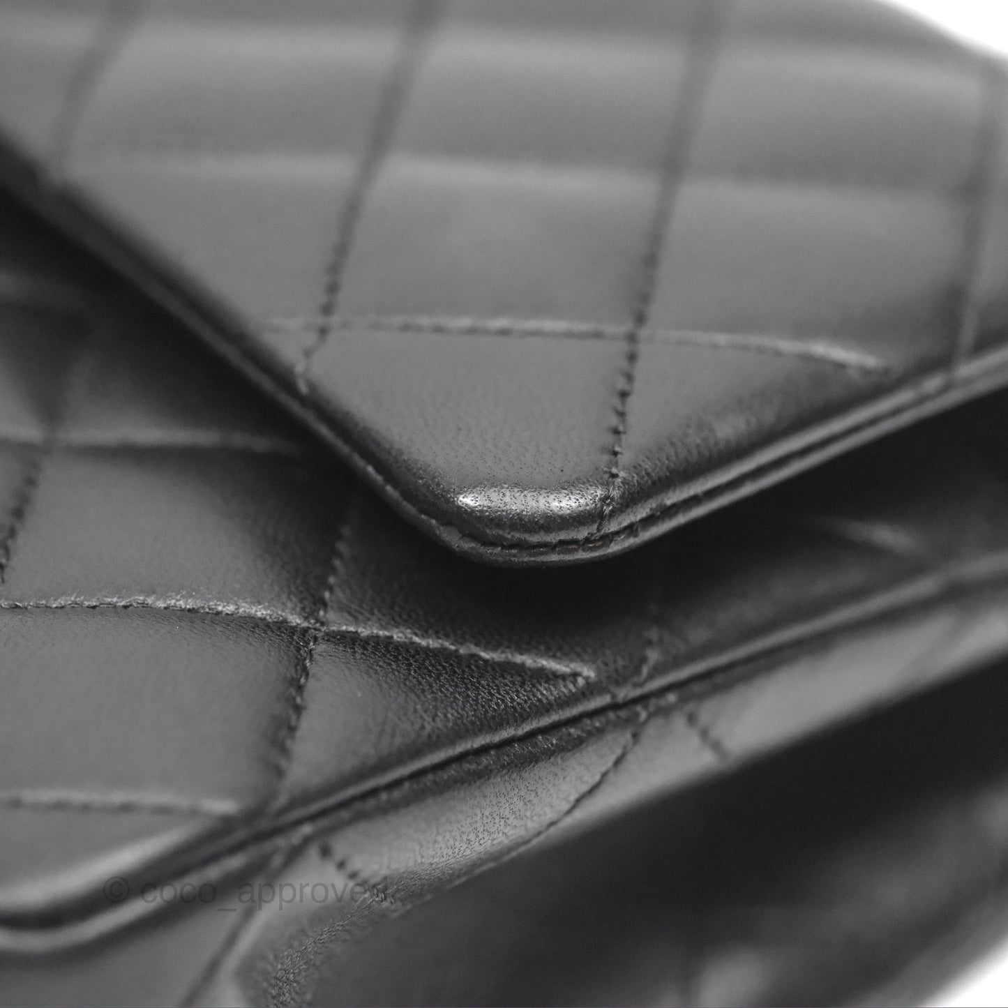 Chanel Classic M/L Medium Flap Quilted Black Lambskin Silver Hardware