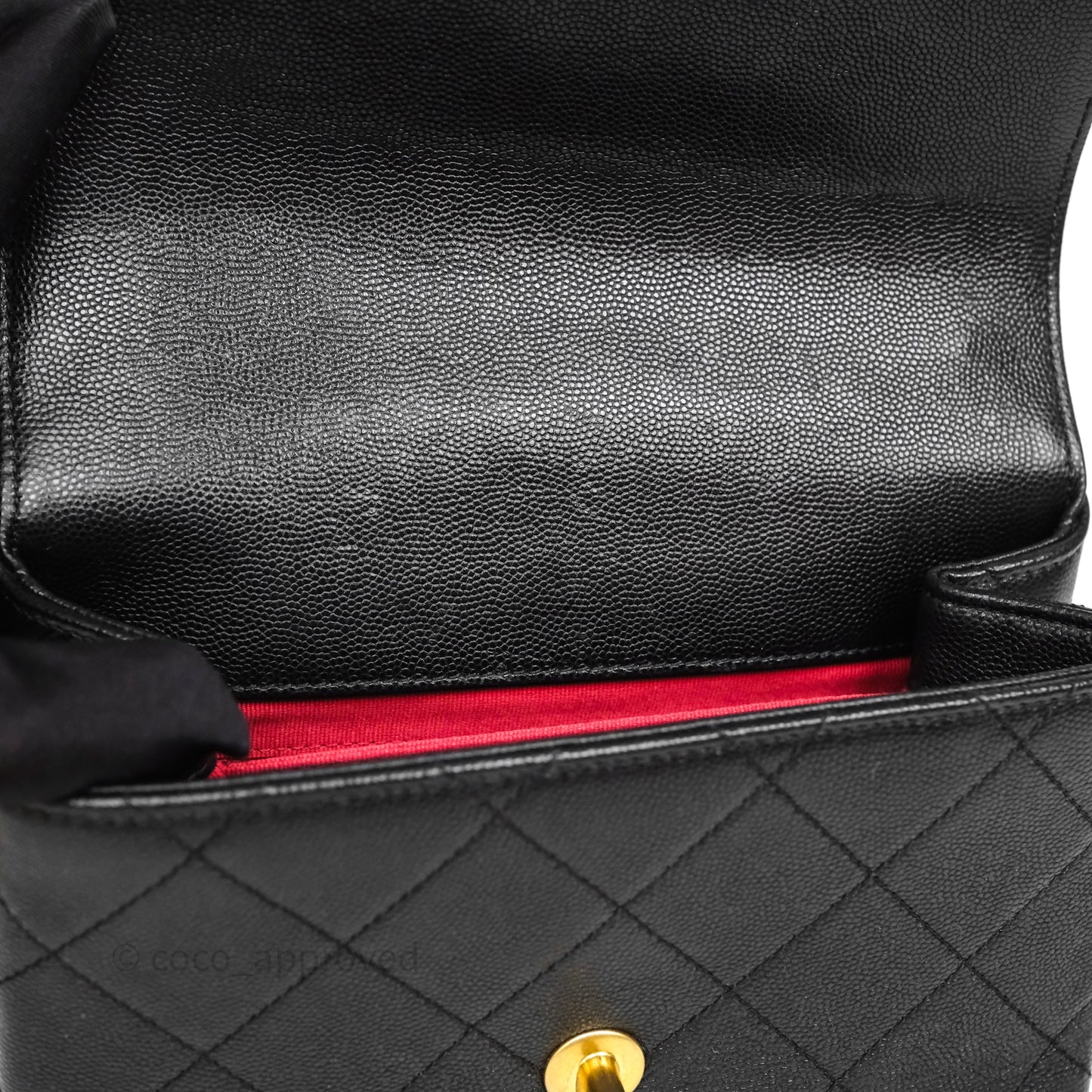 Chanel Mini Bracelet On Chain Flap Bag Flat Quilted Black Caviar Aged Gold Hardware
