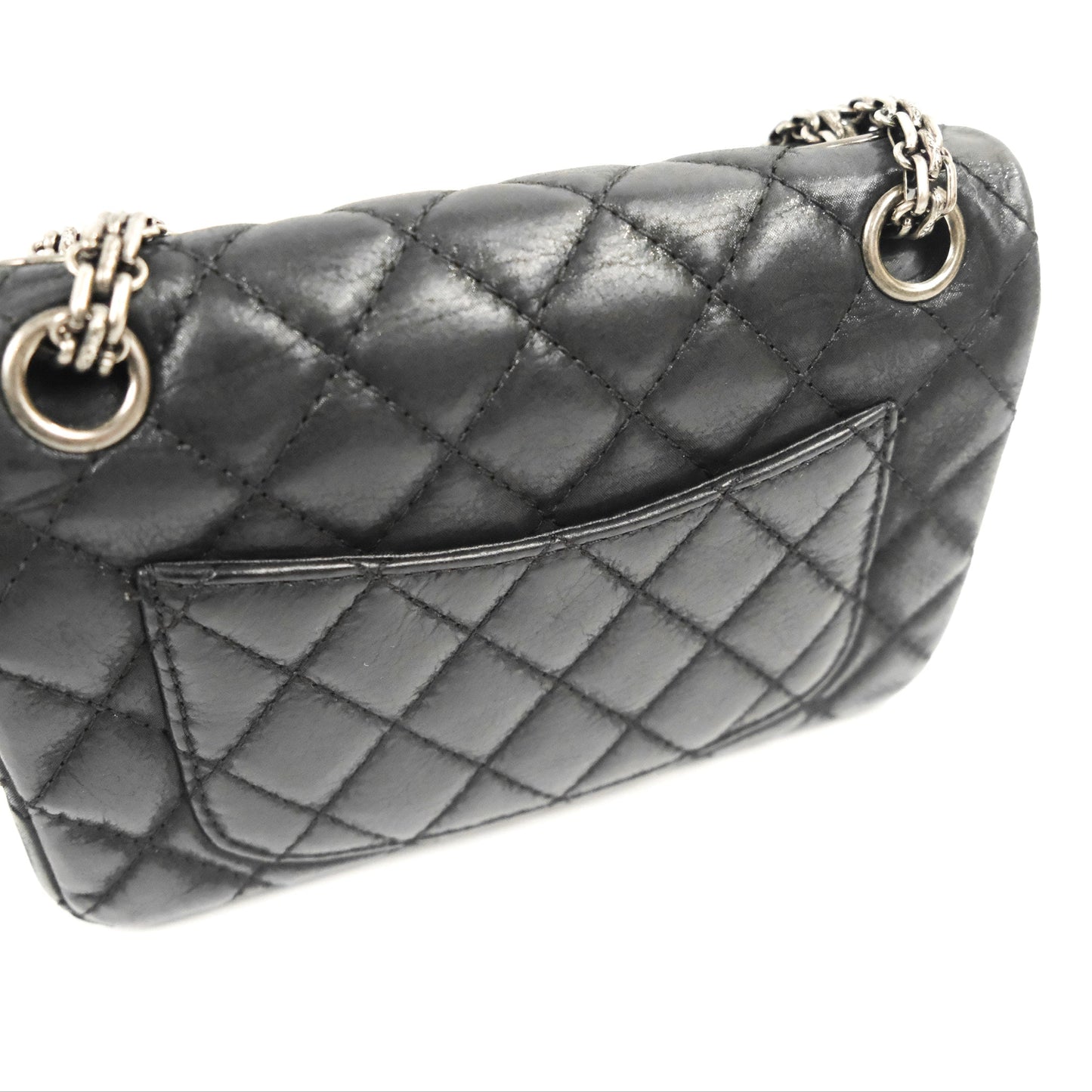 Chanel Mini Reissue 224 Double Flap Black Iridescent Calfskin Ruthenium Hardware