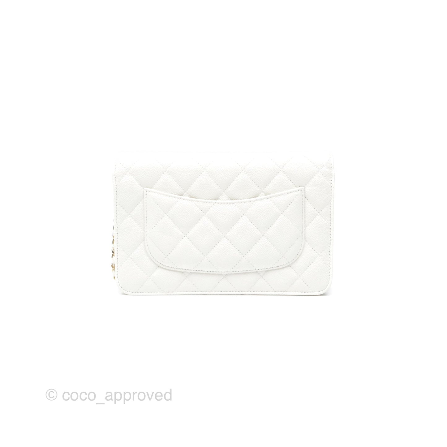 Chanel Classic Quilted Wallet On Chain WOC White Caviar Gold Hardware