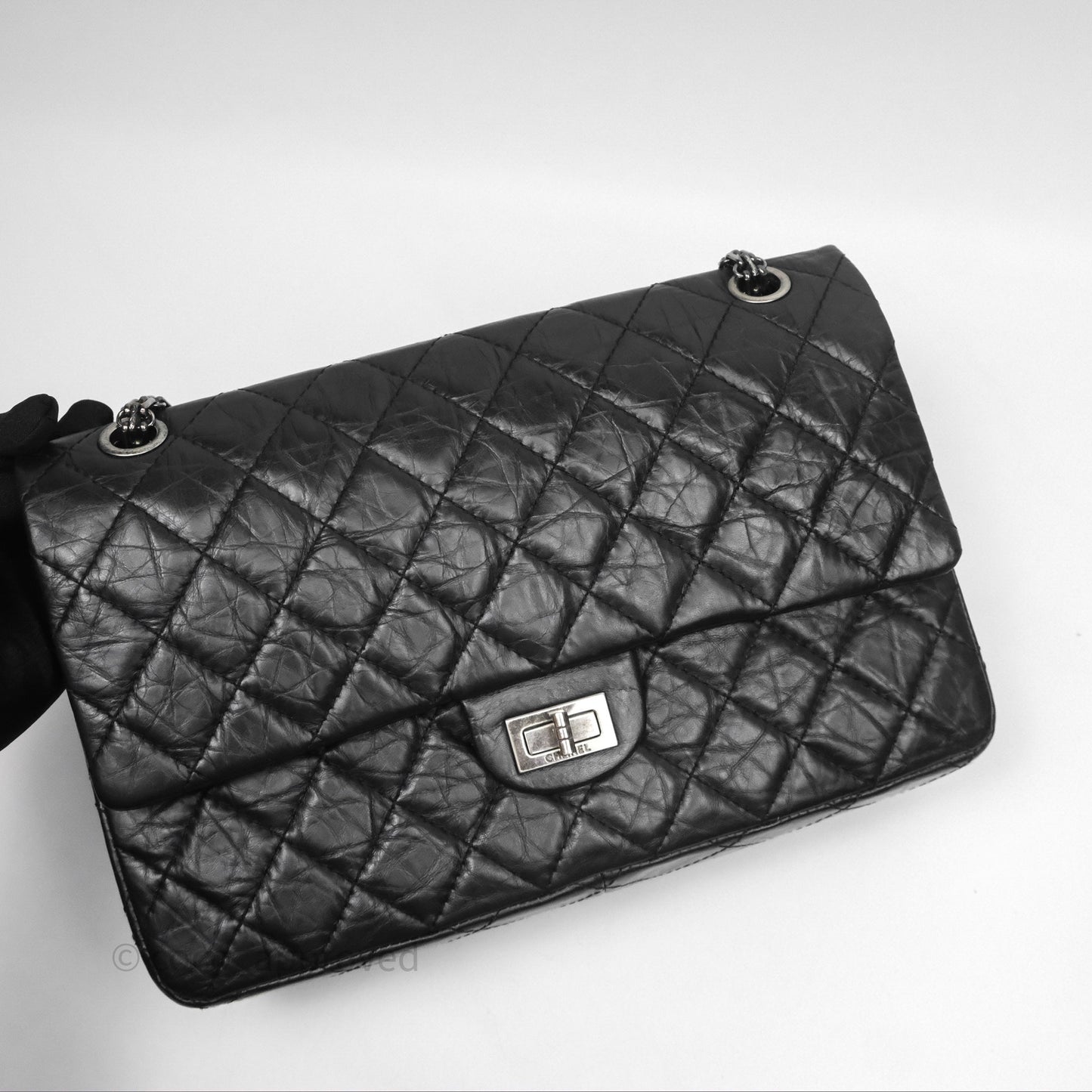 Chanel Reissue Quilted Aged Calfskin Black Ruthenium Hardware 226
